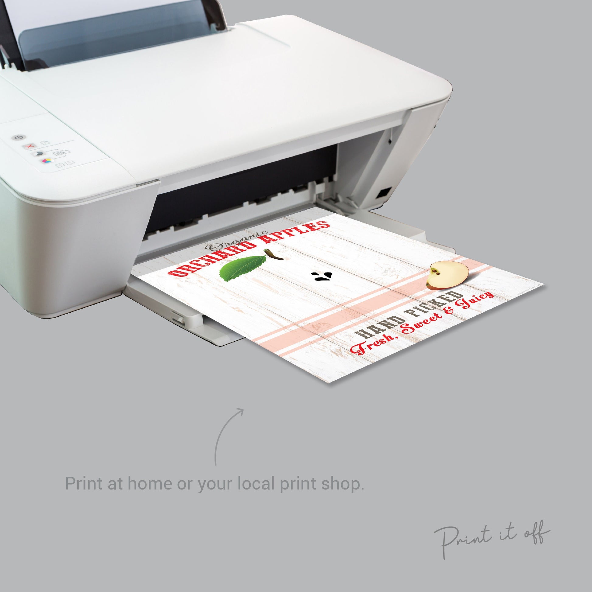 Farm Sign Apple / Footprint Handprint Foot Feet Art Craft / Kids Baby Toddler / Activity Keepsake Gift Card Decor Sign / PRINT IT OFF 0542