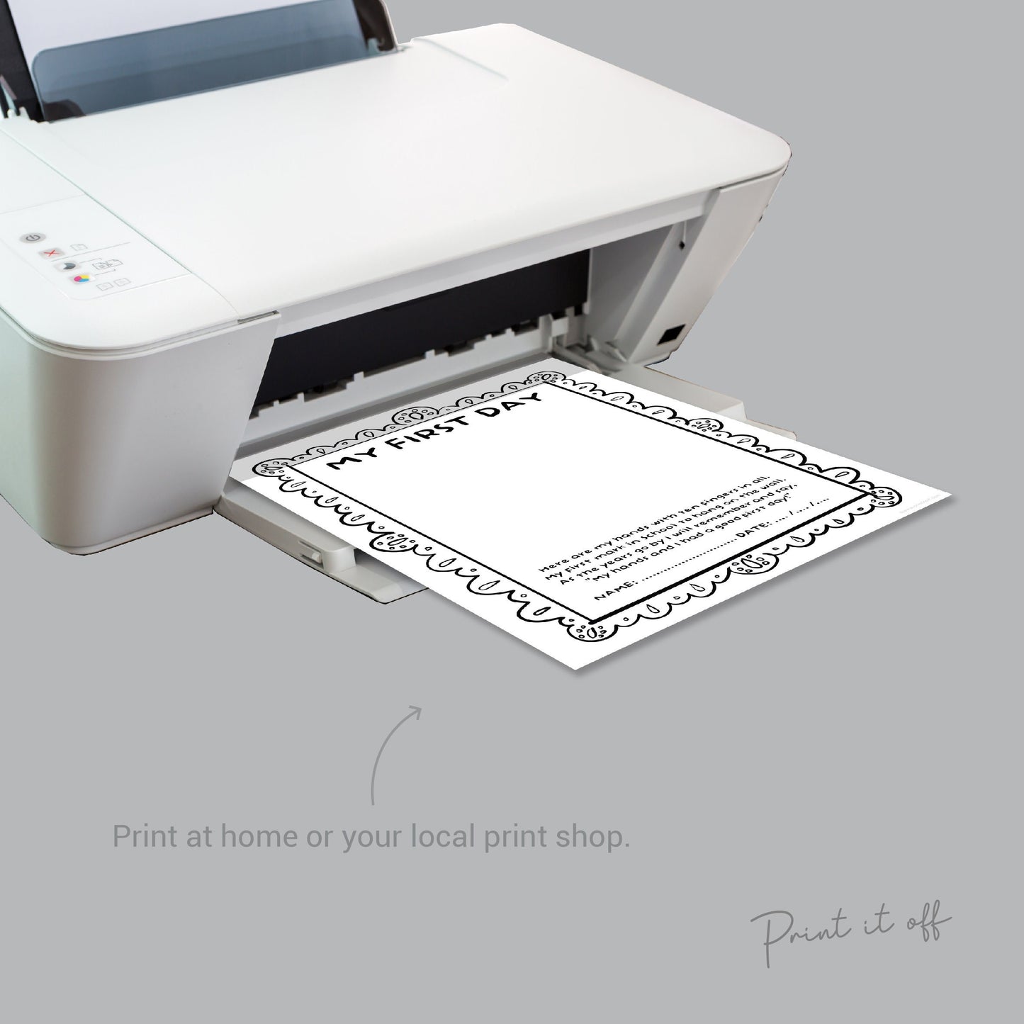 My First Day School / Handprint Hand Craft Art Poem / Starting Kindergarten PreK Preschool / Child Kids Teacher Resource / PRINT IT OFF 0560