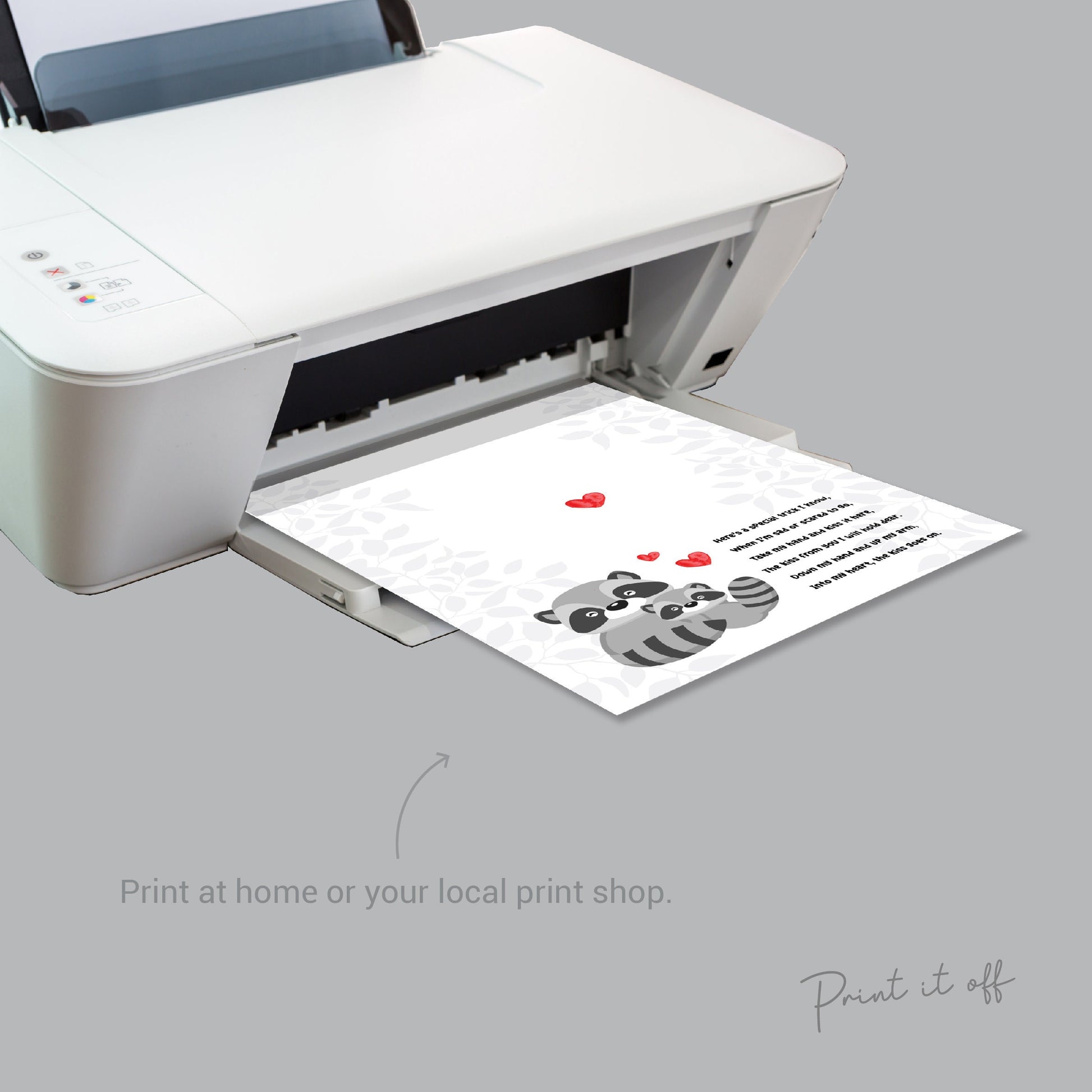 The Kissing Hand Book Racoon / First Day School Handprint Hand Art / Starting Kindergarten PreK Preschool / Child Kids Teacher / PRINT 0561