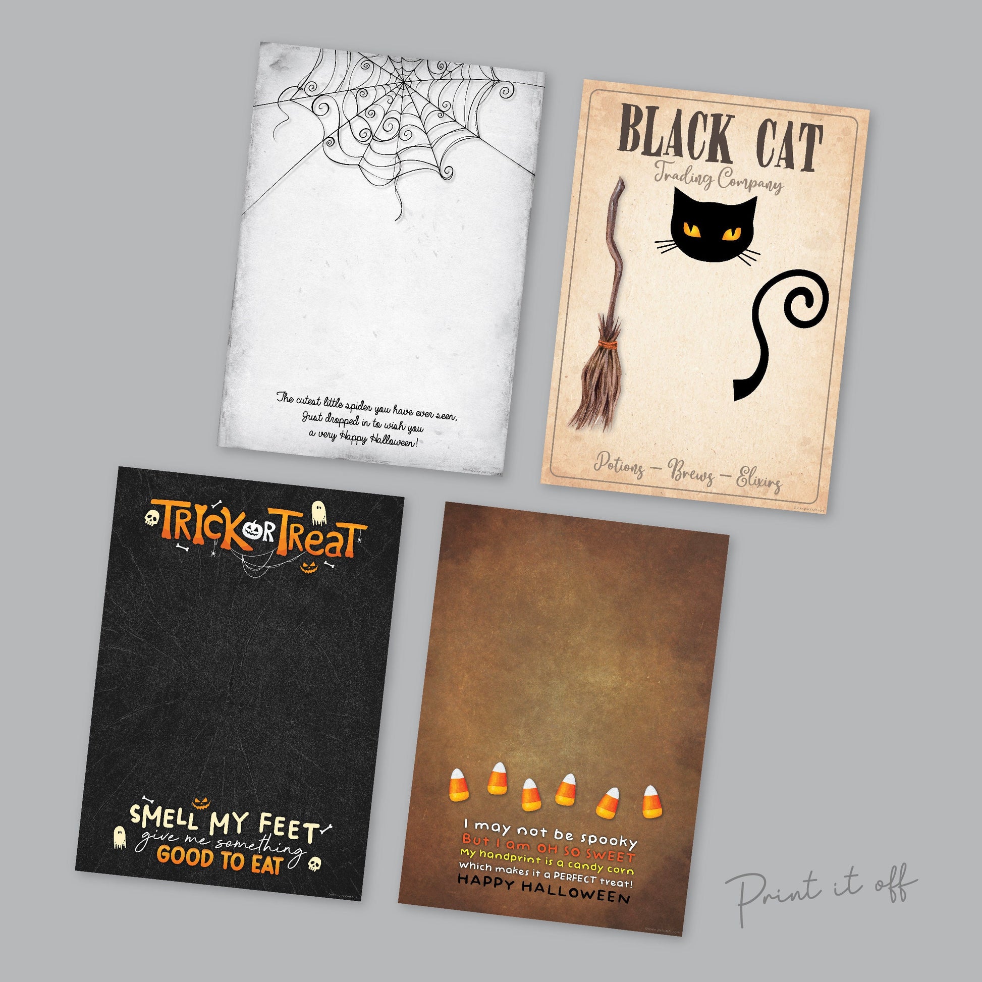 Halloween Footprint Handprint Art Craft / Kids Toddler Baby Card DIY Memory Activity Decoration Keepsake Printable / Print It Off 0620