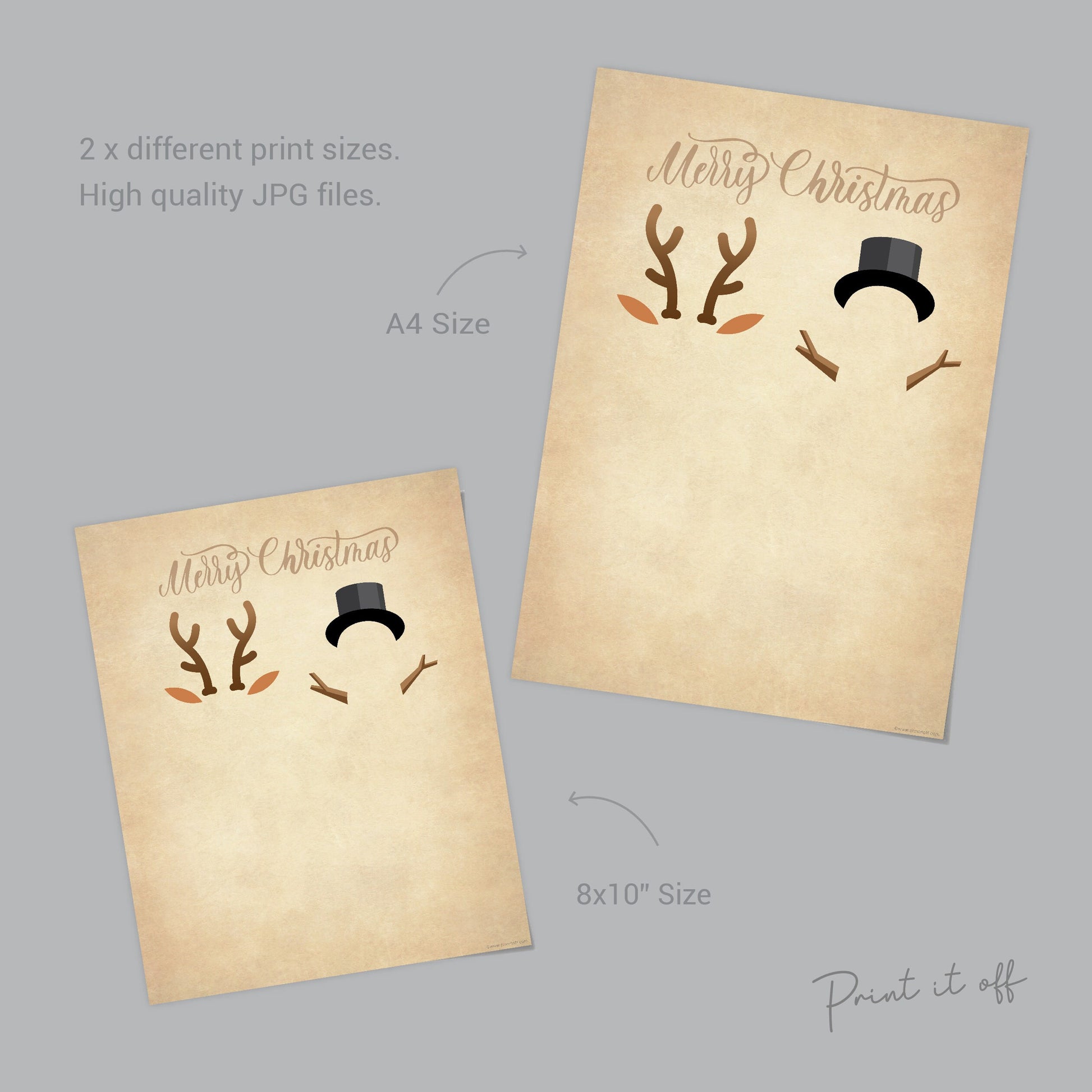 Reindeer Snowman Footprint Foot Art Craft / First Merry Christmas Xmas Baby Toddler Kids / DIY Card Gift Memory Keepsake / Print It Off 0633