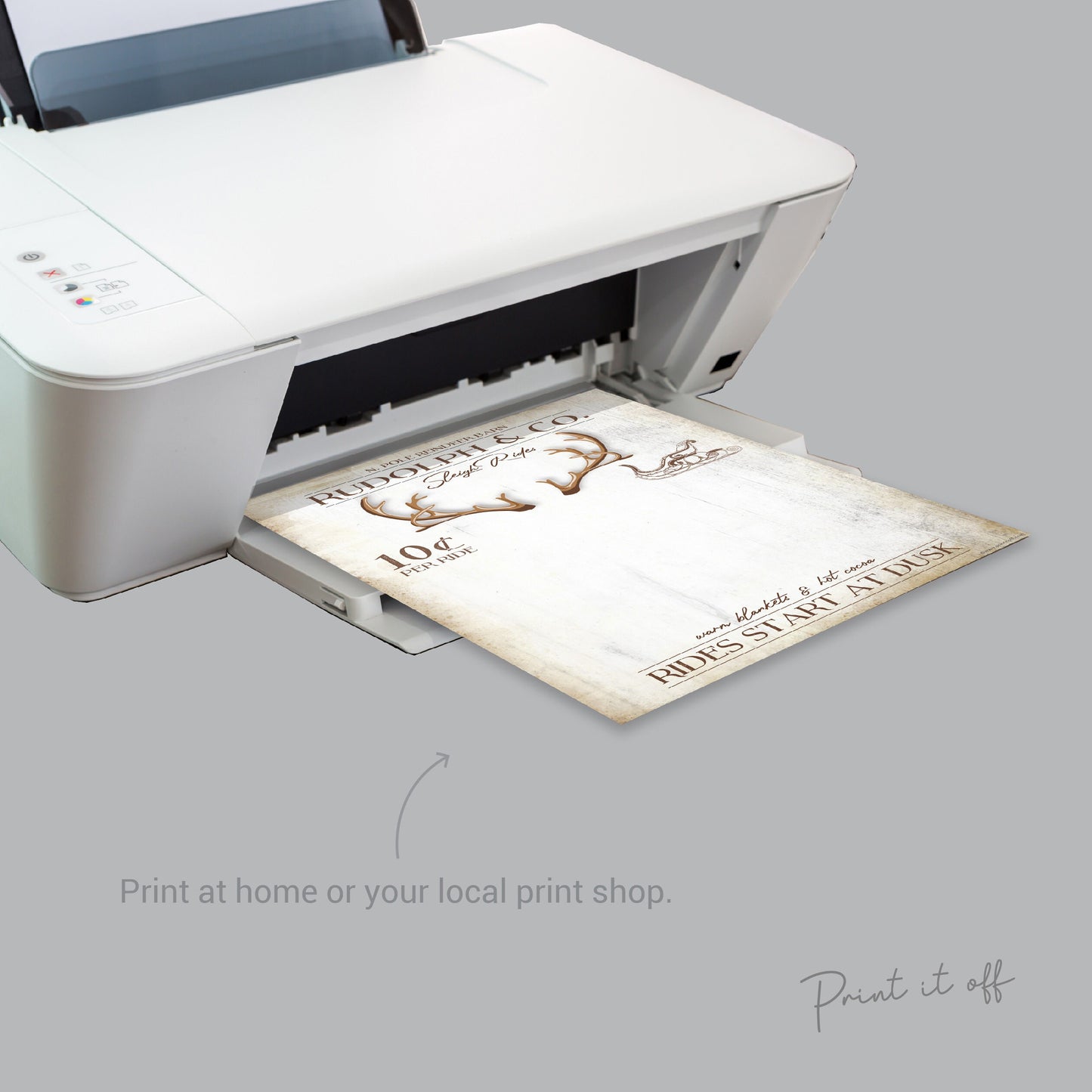 Reindeer Handprint Footprint Art Craft / Christmas Xmas Rustic Sign Baby Kids Toddler Foot Hand / Keepsake Gift Print Card PRINT IT OFF 0614