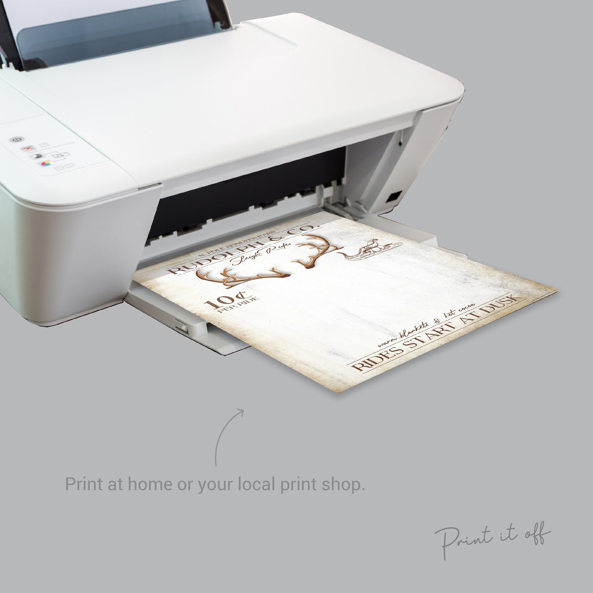 Reindeer Handprint Footprint Art Craft / Christmas Xmas Rustic Sign Baby Kids Toddler Foot Hand / Keepsake Gift Print Card PRINT IT OFF 0614