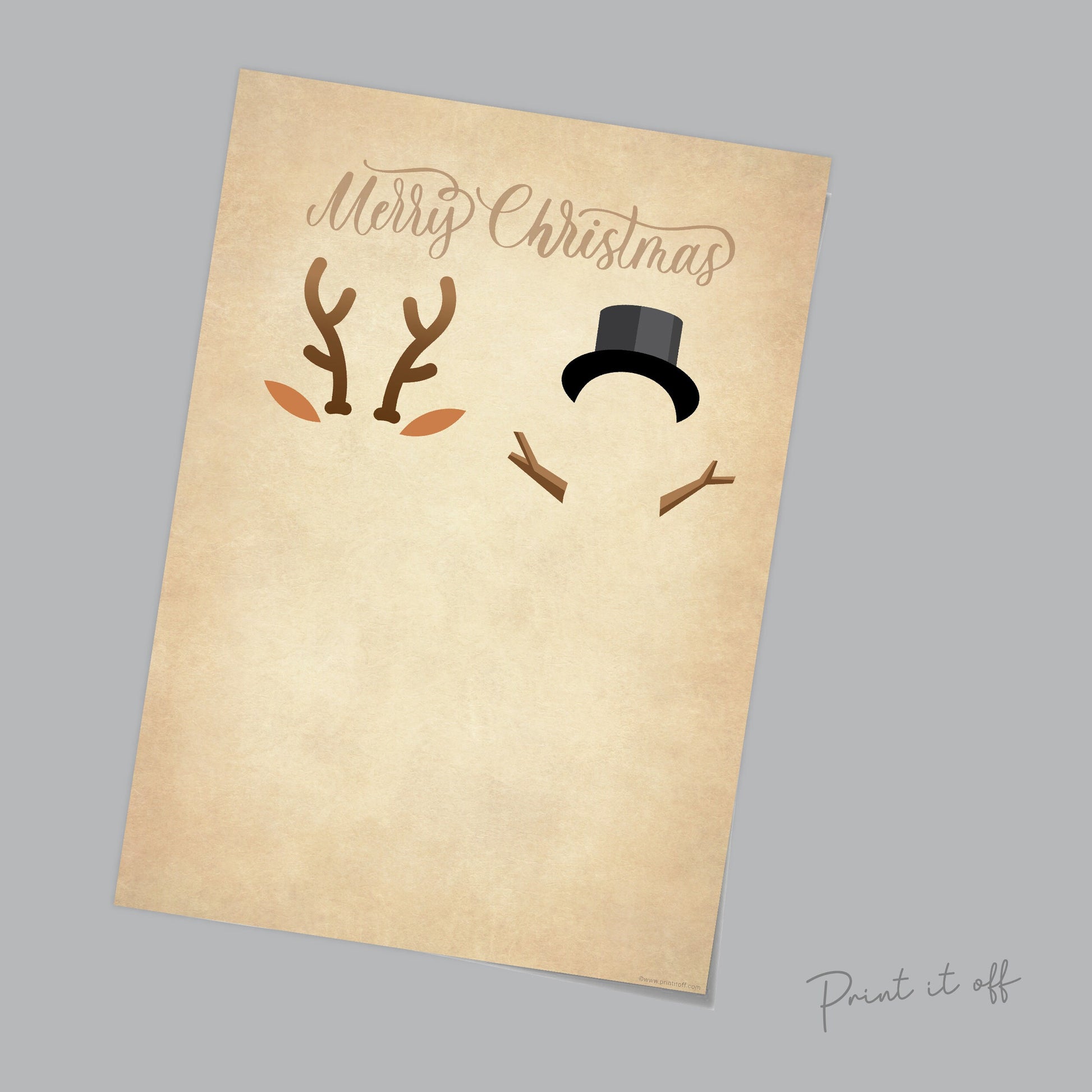 Reindeer Snowman Footprint Foot Art Craft / First Merry Christmas Xmas Baby Toddler Kids / DIY Card Gift Memory Keepsake / Print It Off 0633