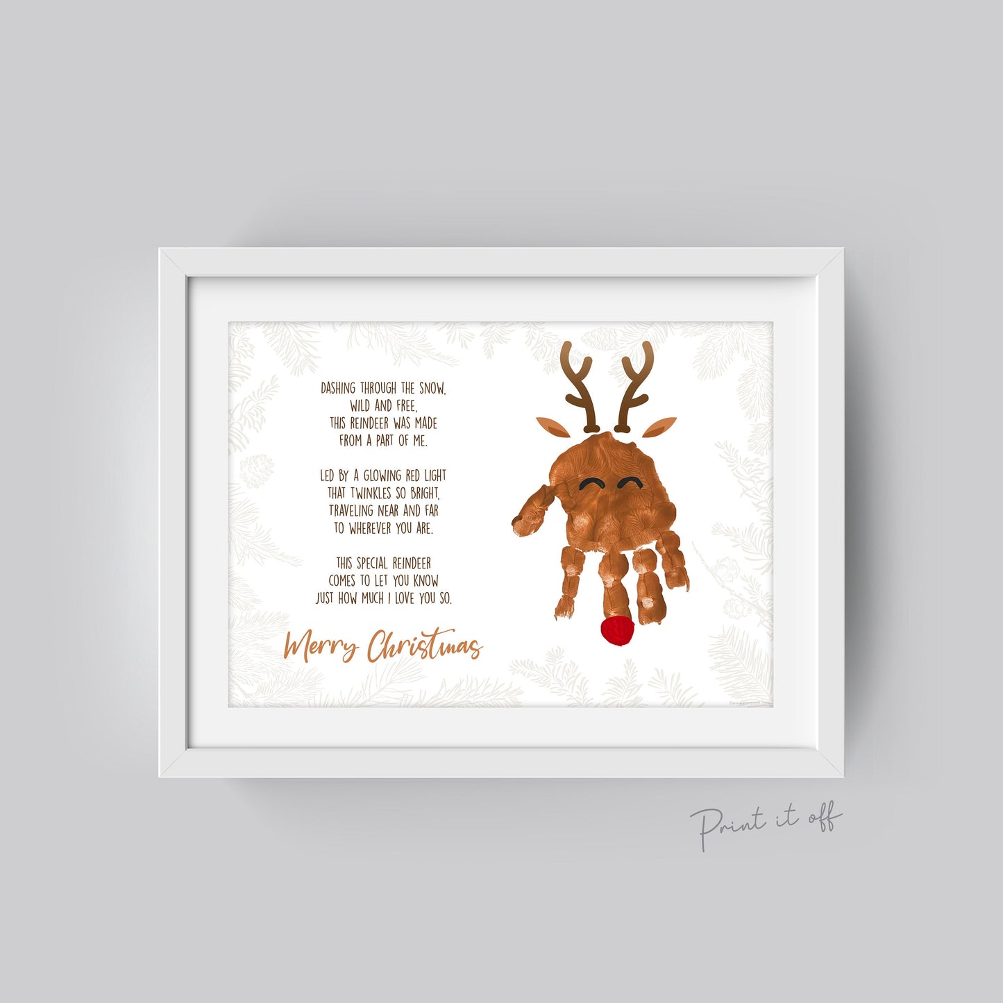 Reindeer Christmas Poem Handprint Footprint / Xmas Art Craft Baby Toddler Hand Foot / DIY Keepsake Memory Gift Card Print It Off 0648