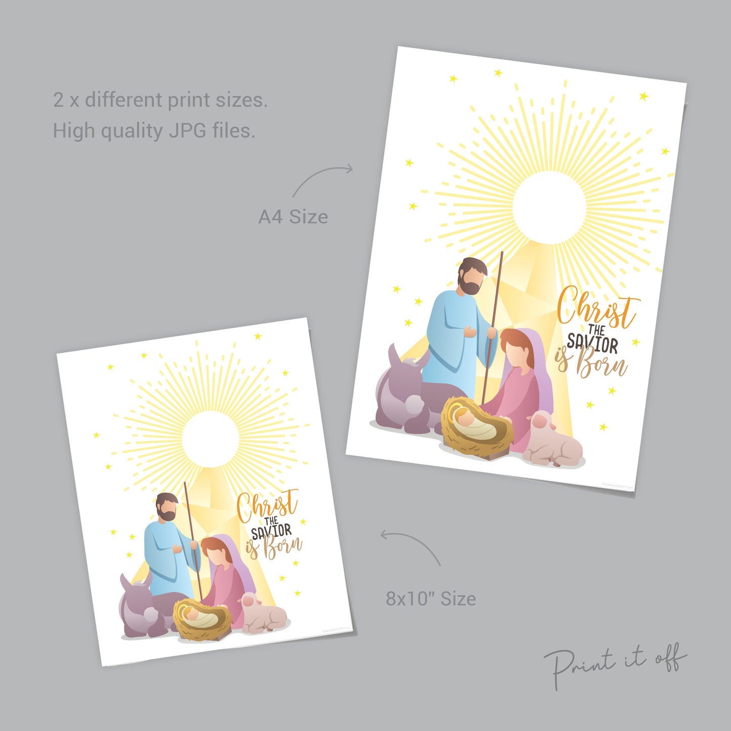 Christ is Born / Baby Jesus Christian Handprint Craft / Nativity Star Christmas Xmas / DIY Card Gift Sunday School / Print It Off 0657