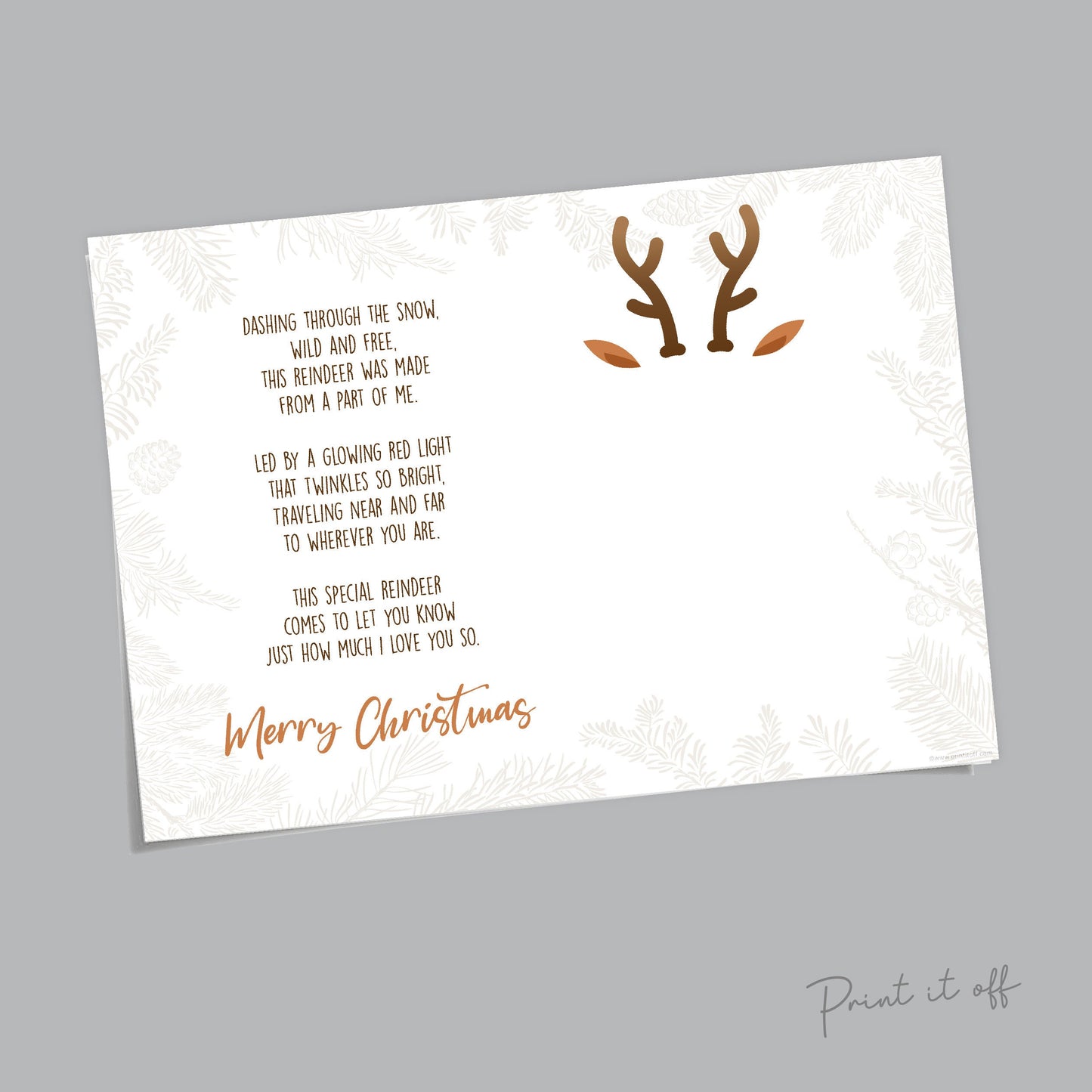 Reindeer Christmas Poem Handprint Footprint / Xmas Art Craft Baby Toddler Hand Foot / DIY Keepsake Memory Gift Card Print It Off 0648