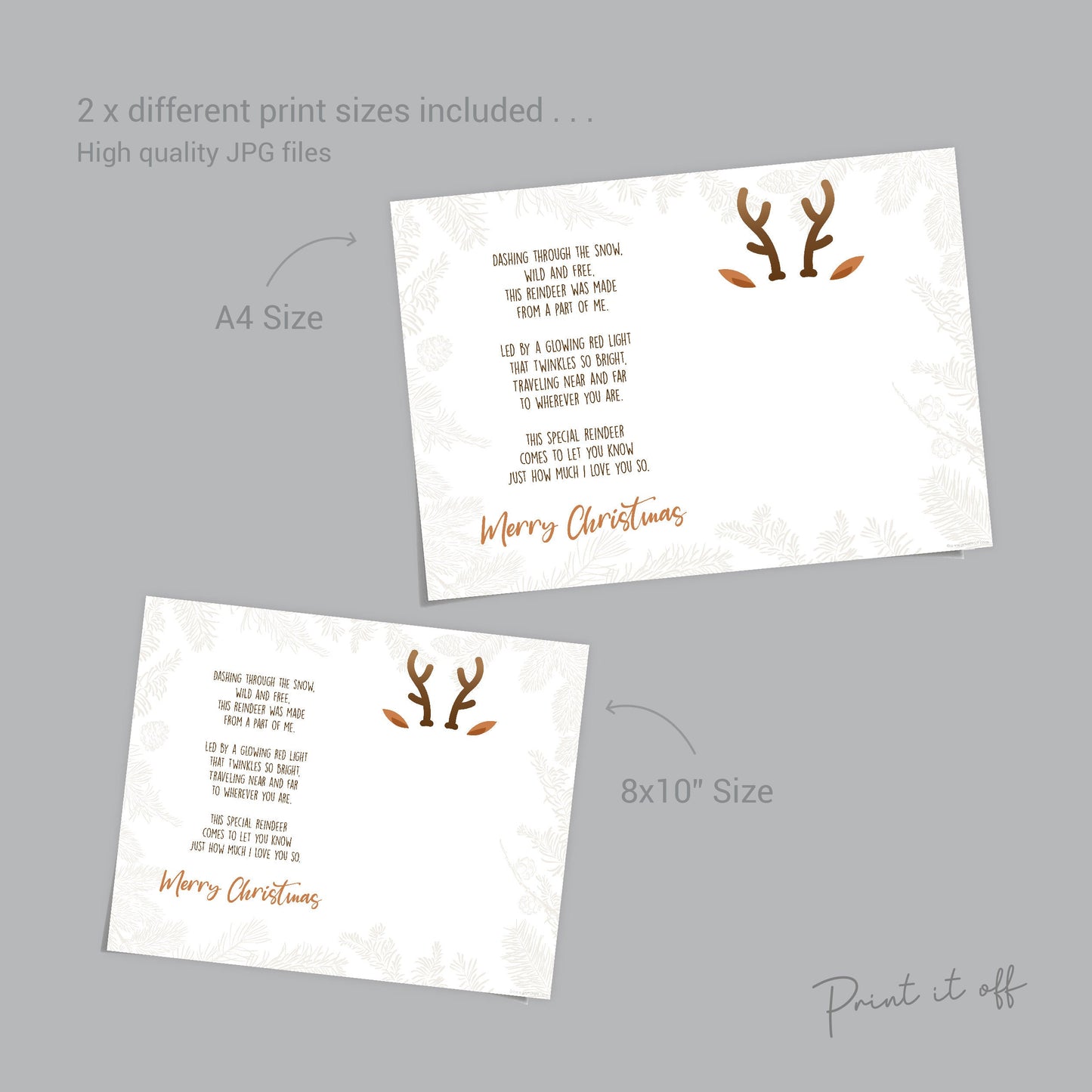 Reindeer Christmas Poem Handprint Footprint / Xmas Art Craft Baby Toddler Hand Foot / DIY Keepsake Memory Gift Card Print It Off 0648