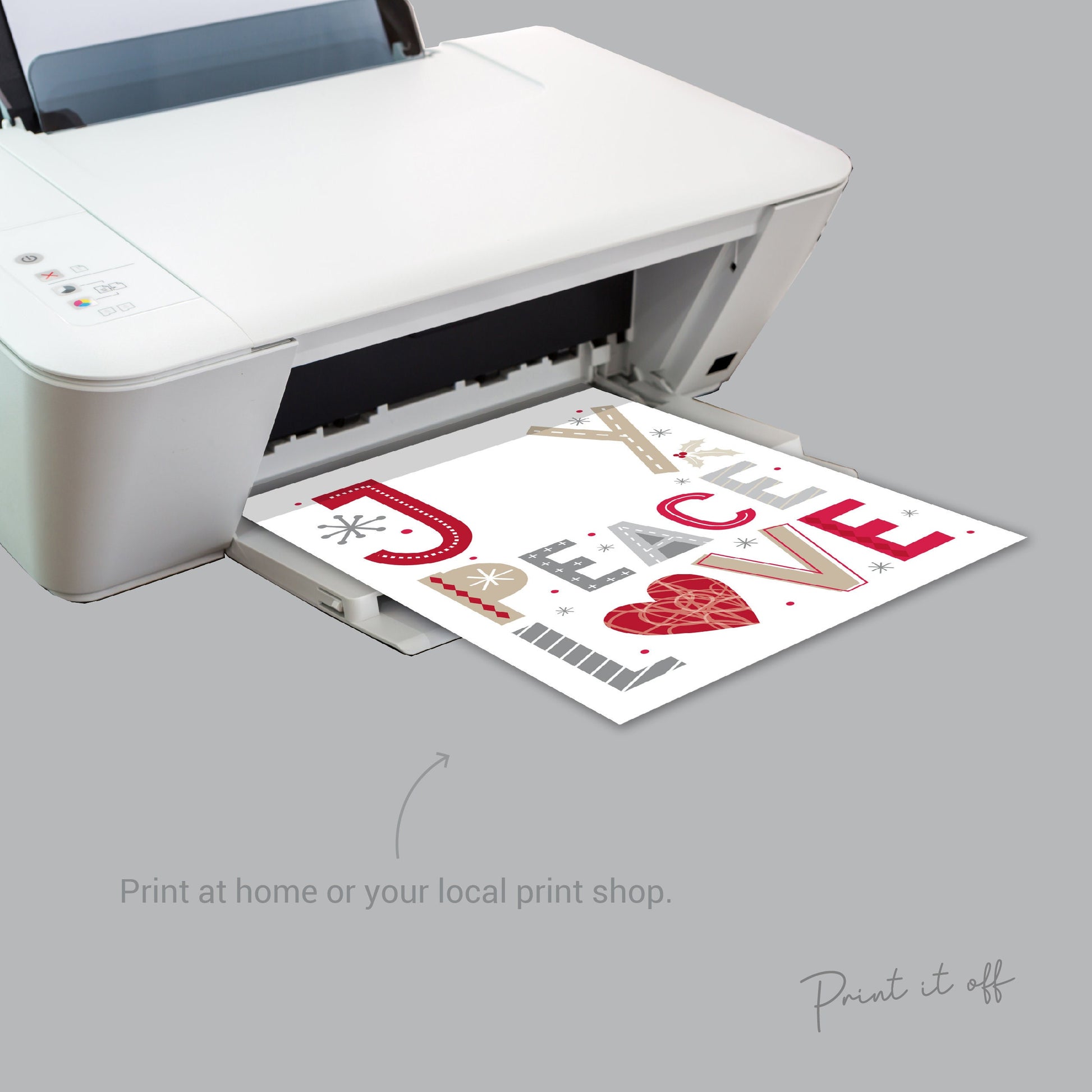 Joy Peace Love Christmas Handprint Xmas Art Craft Baby Toddler Hand DIY Keepsake Gift Card Printable - Print It Off 0647