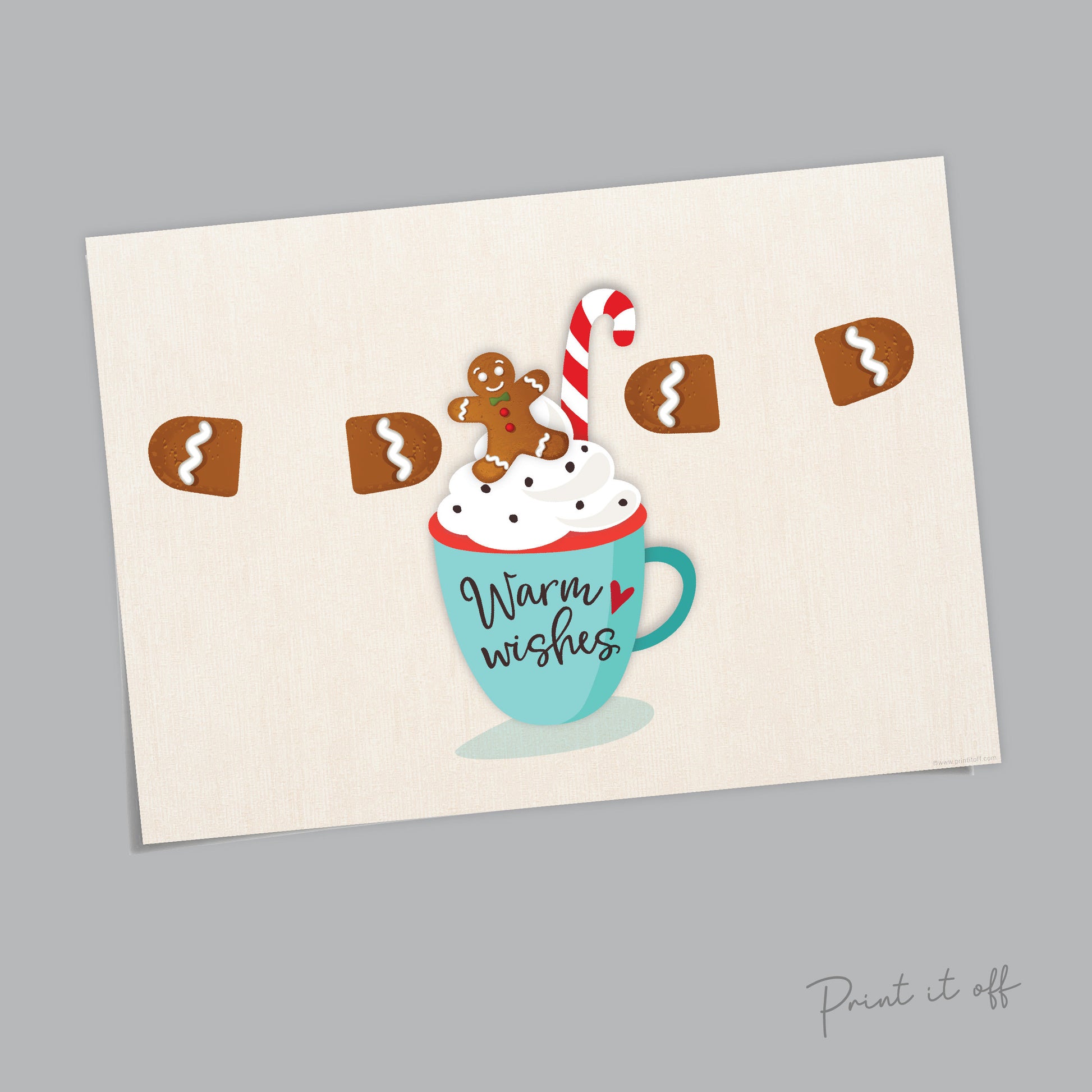 Warm Wishes Gingerbread Footprint Art Craft / First Christmas Xmas Baby Kids DIY Foot Card Sign Gift / Print It Off 0665