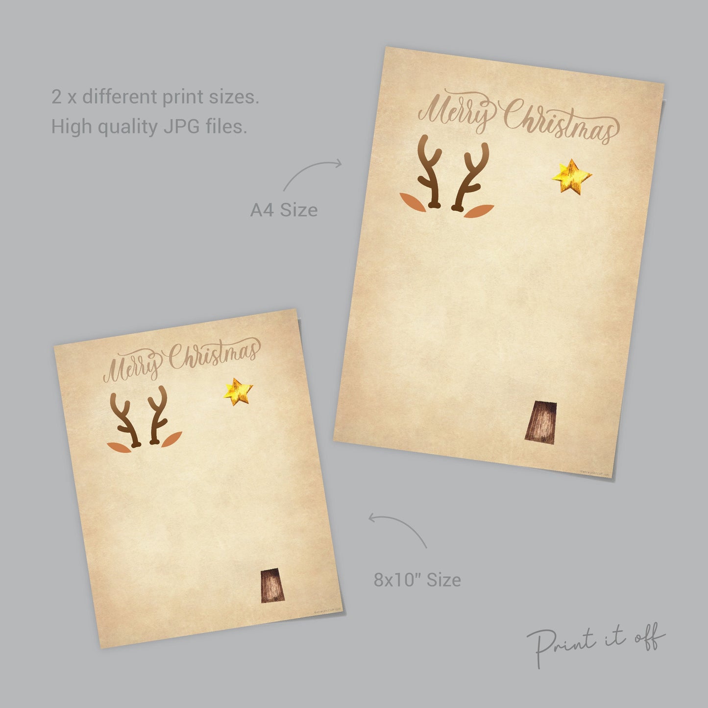 Reindeer Tree Footprint Foot Art Craft / First Merry Christmas Xmas Baby Toddler Kids / DIY Card Gift Memory Keepsake / Print It Off 0634