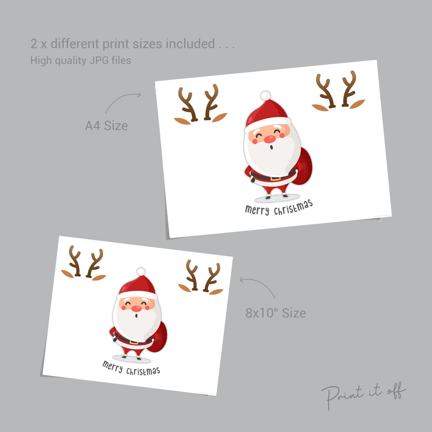 Santa and Reindeer Footprint Art Craft Activity Merry Christmas Baby Kids Feet Print It Off 0670