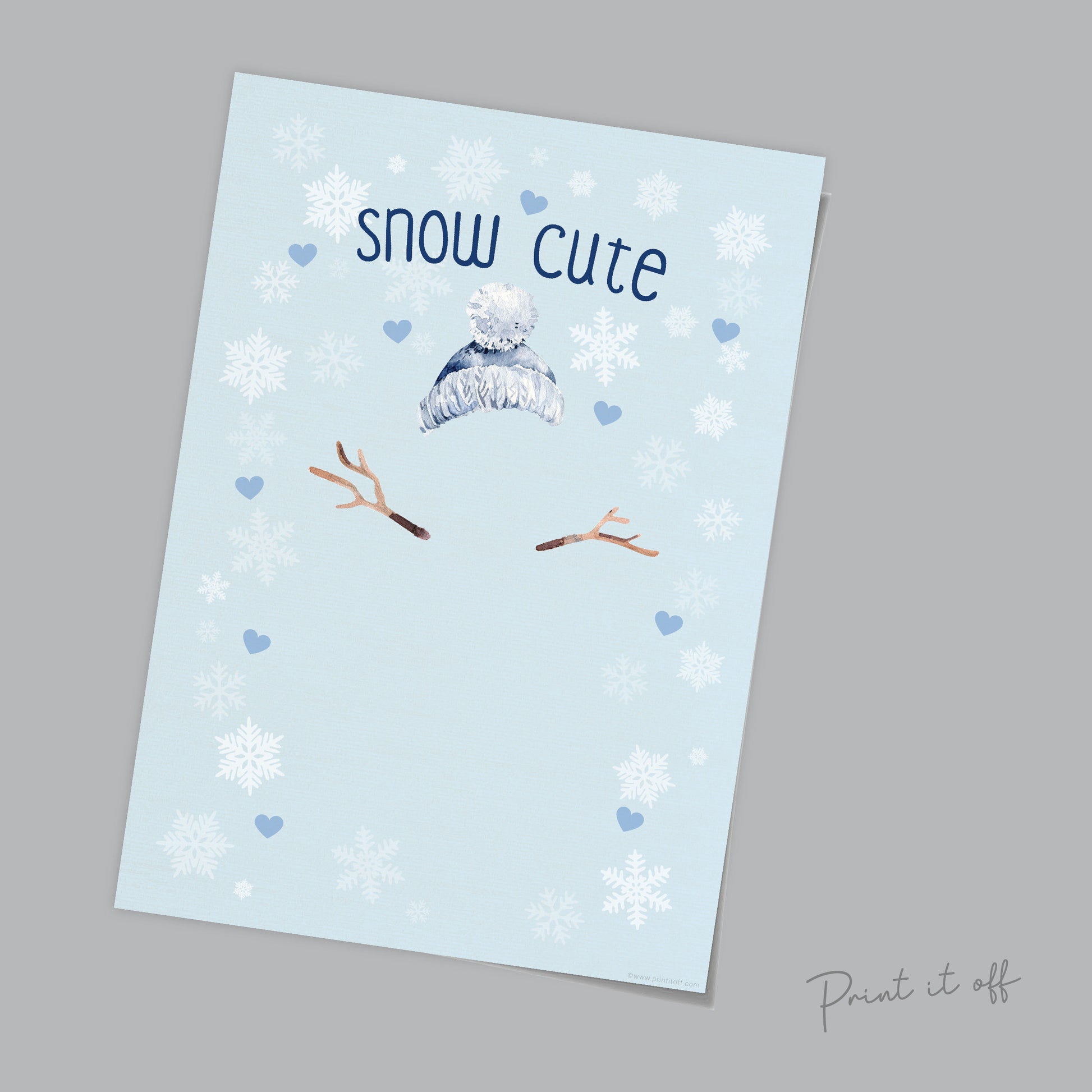 Snow Cute Snowman Footprint Foot Art Craft / First Christmas Xmas Baby Toddler Kids / DIY Card Gift Memory Keepsake / Print It Off 0661