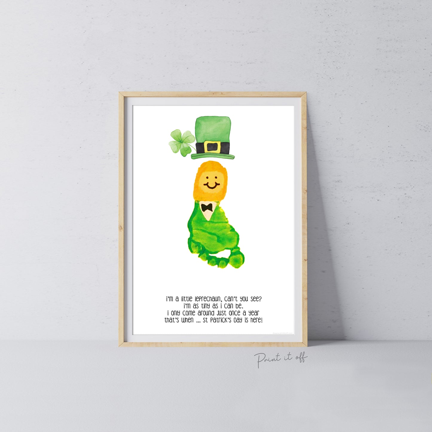 Leprechaun Footprint St Patrick's Day Craft Art Poem / DIY Activity Card Baby Kids Handprint Hand Foot Printable / Print it Off
