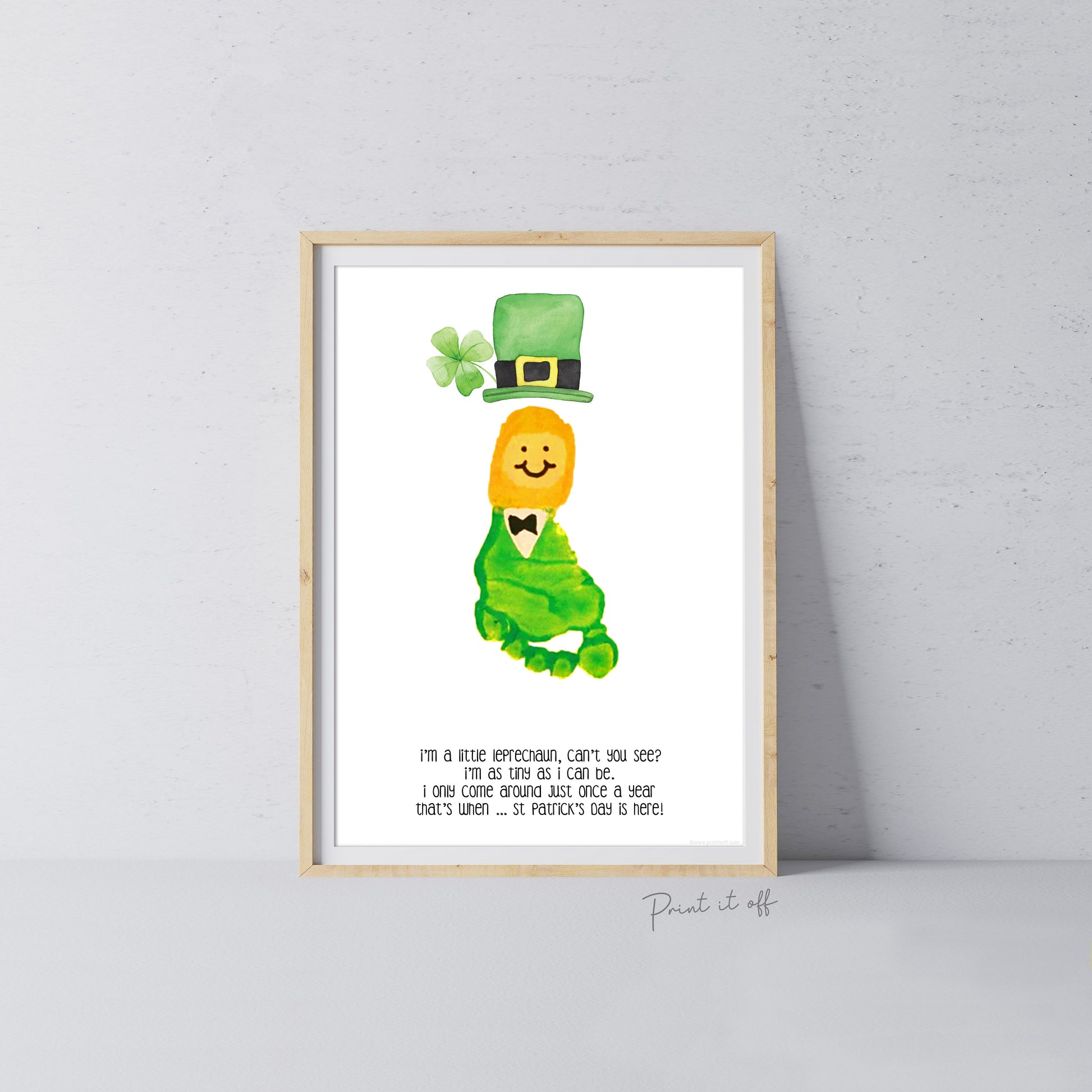 Leprechaun Footprint St Patrick's Day Craft Art Poem / DIY Activity Card Baby Kids Handprint Hand Foot Printable / Print it Off