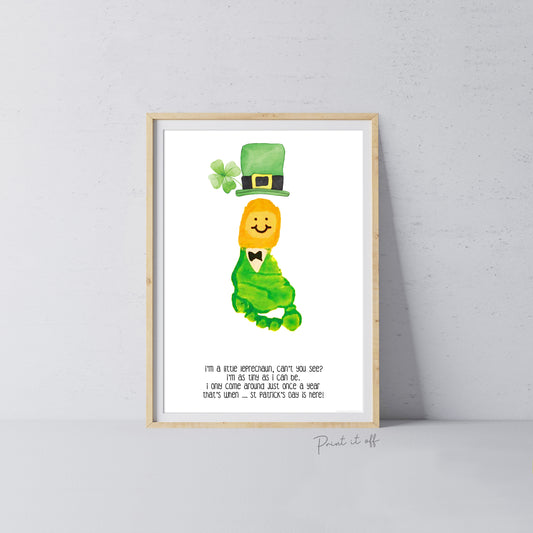 Leprechaun Footprint St Patrick's Day Craft Art Poem / DIY Activity Card Baby Kids Handprint Hand Foot Printable / Print it Off