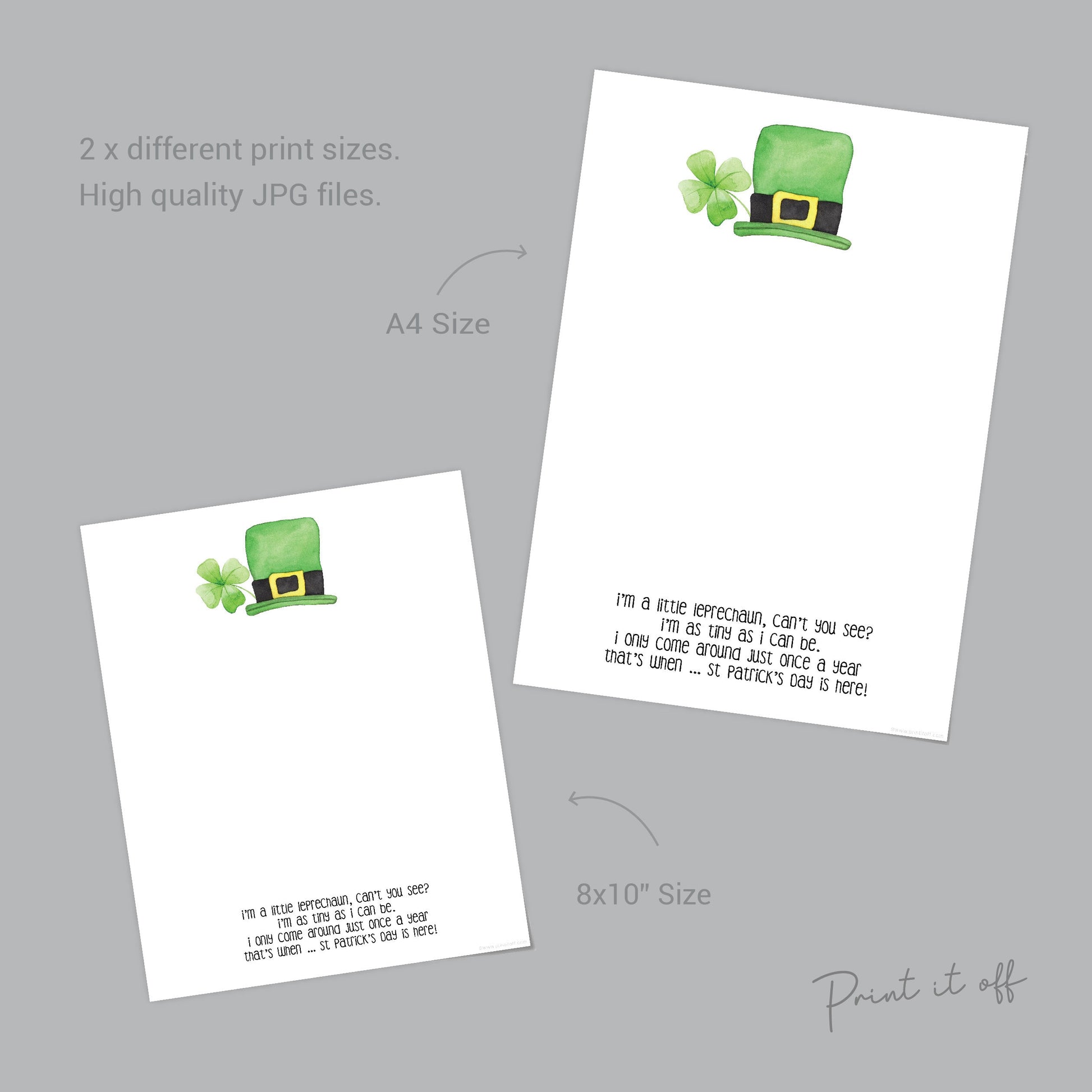 Leprechaun Footprint St Patrick's Day Craft Art Poem / DIY Activity Card Baby Kids Handprint Hand Foot Printable / Print it Off