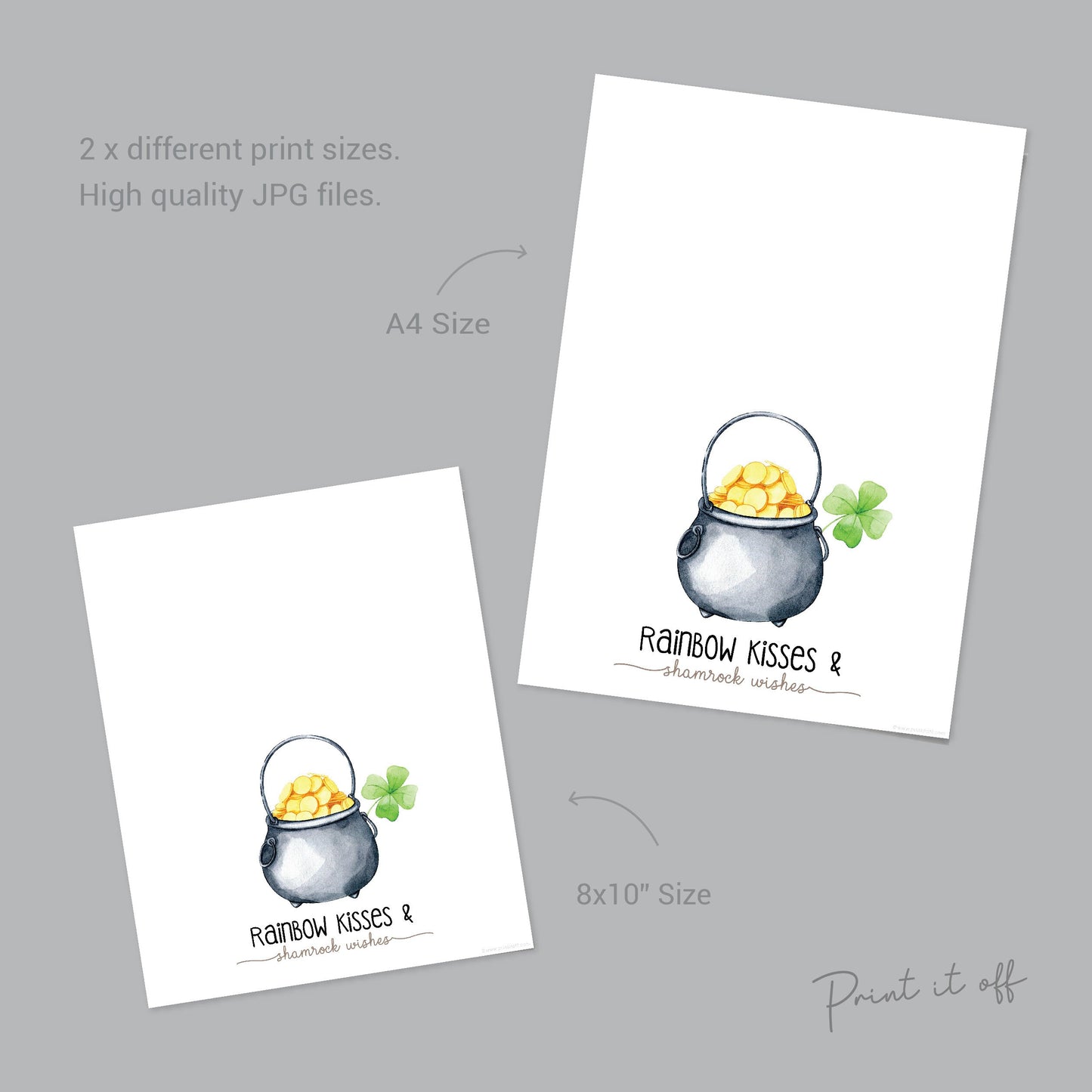 Handprint St Patrick's Day Craft Art / Rainbow Kisses & Shamrock Wishes / DIY Card Baby Kids Hand Printable / Print it Off