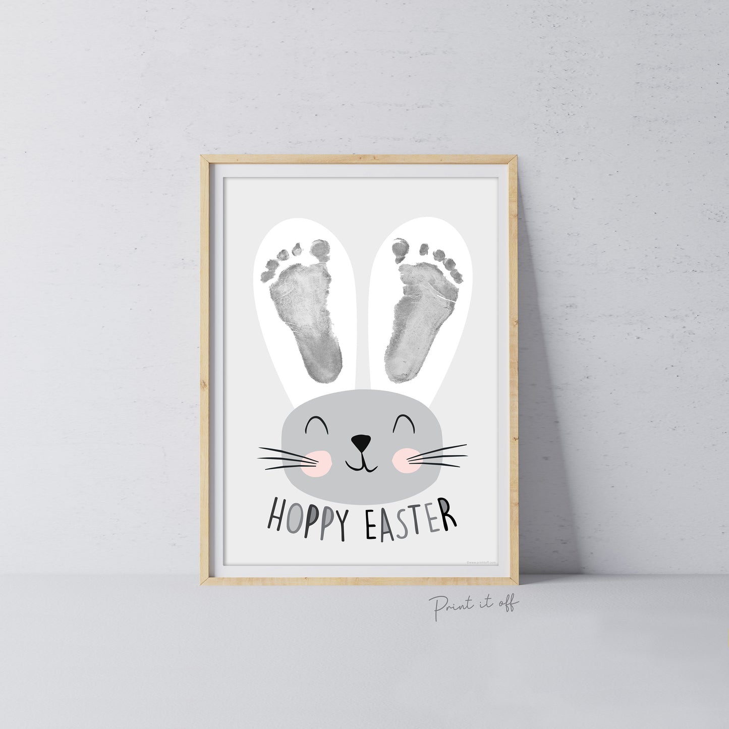 Hoppy Easter / Footprint Handprint Art / Cute Bunny Feet / Happy Easter / Kids Baby Toddler / Keepsake Craft DIY Card Print it off