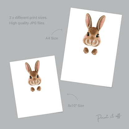 Bunny Feet Footprint Art Craft / Cute Happy Easter Memory / Kids Baby Toddler / Keepsake DIY Card / Print It Off