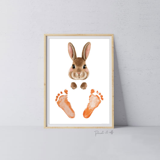 Bunny Feet Footprint Art Craft / Cute Happy Easter Memory / Kids Baby Toddler / Keepsake DIY Card / Print It Off