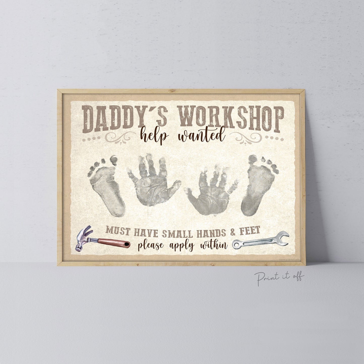 Daddy's Workshop Sign Footprint Handprint Foot Hand Art Craft / Father's Day Birthday Dad / Kids Baby Toddler DIY Print It Off 0745