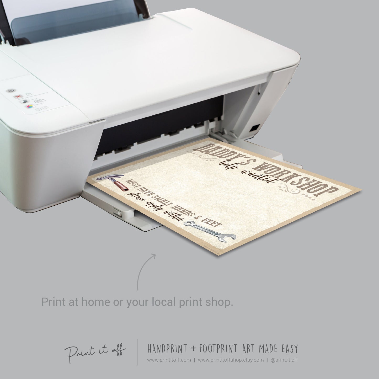 Daddy's Workshop Sign Footprint Handprint Foot Hand Art Craft / Father's Day Birthday Dad / Kids Baby Toddler DIY Print It Off 0745