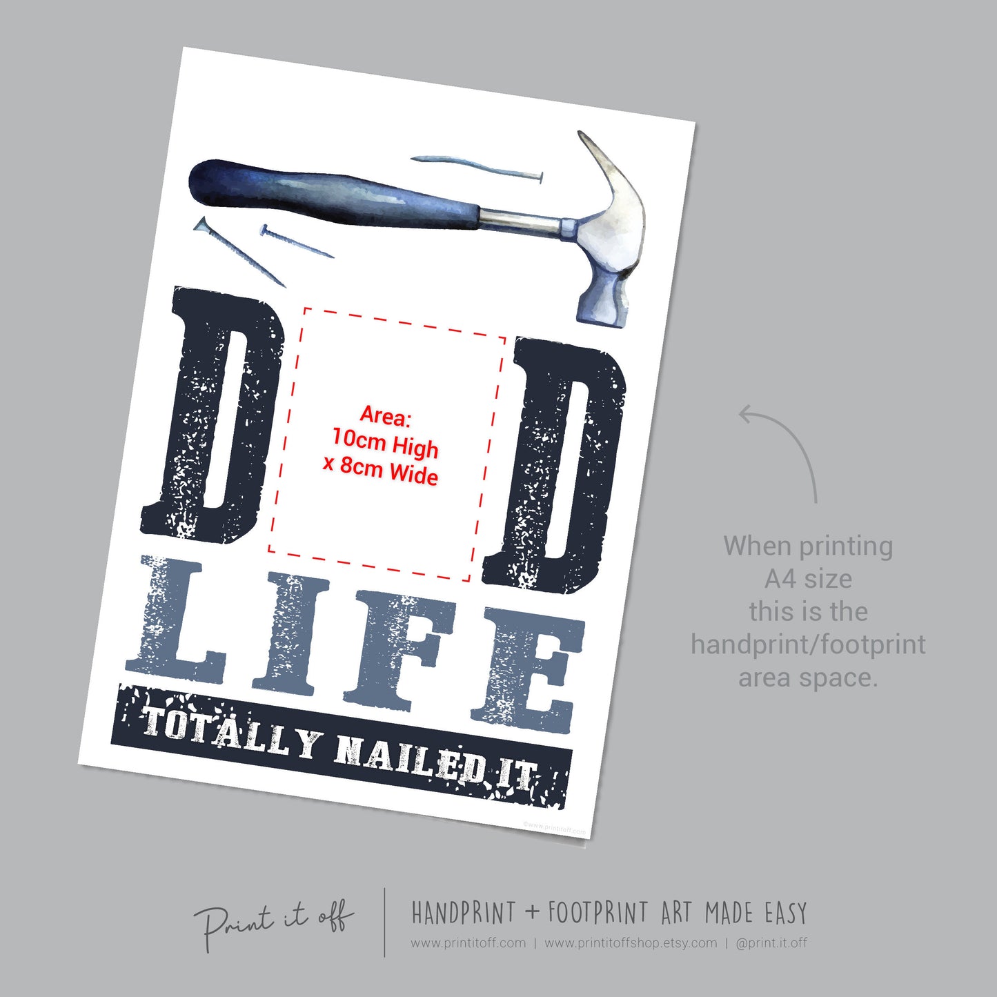 Dad Life You Nailed it Footprint Handprint Art Craft / First Father's Day / Kids Baby Hand Foot / Activity Gift DIY Card / Print it off