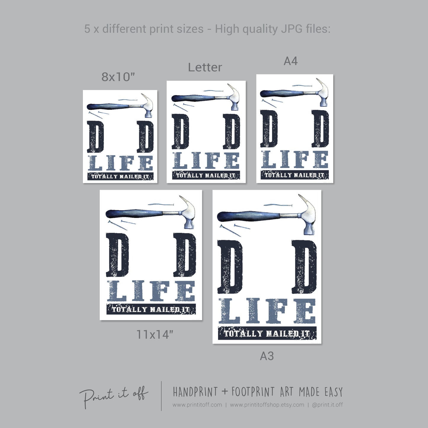 Dad Life You Nailed it Footprint Handprint Art Craft / First Father's Day / Kids Baby Hand Foot / Activity Gift DIY Card / Print it off