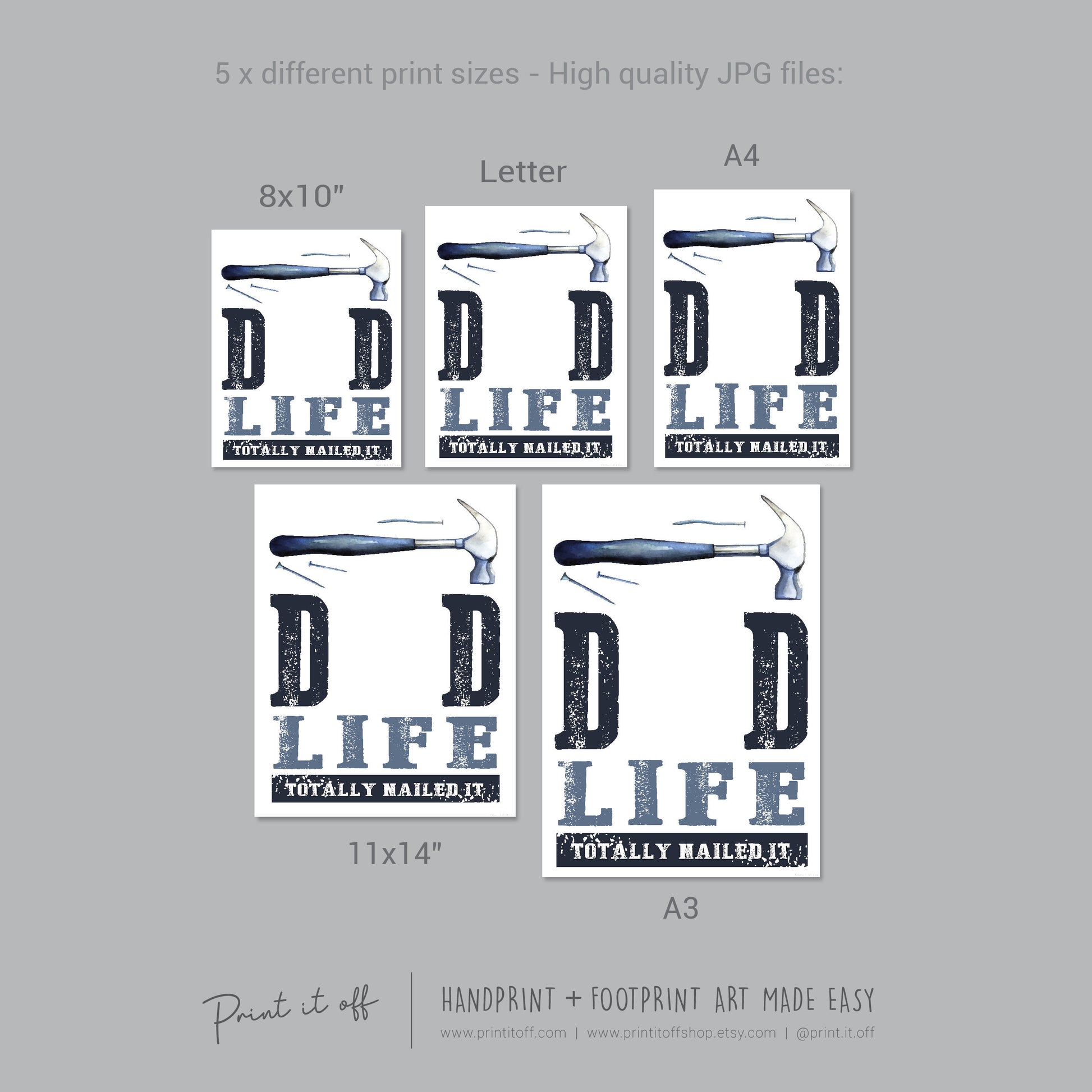 Dad Life You Nailed it Footprint Handprint Art Craft / First Father's Day / Kids Baby Hand Foot / Activity Gift DIY Card / Print it off