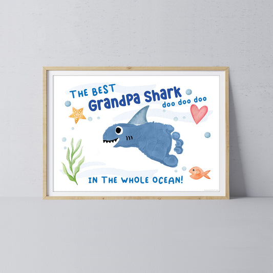 Best Grandpa Shark / Footprint Handprint Art Craft Father&#39;s Day Birthday / Kids Baby Toddler