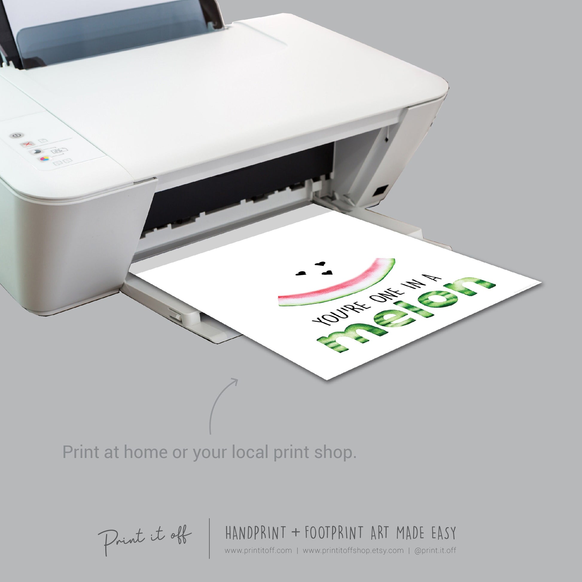 You're one in a Melon Watermelon / Footprint Handprint Hand Art Craft Paint / Kids Baby Toddler / Keepsake Gift Diy Card PRINT IT OFF