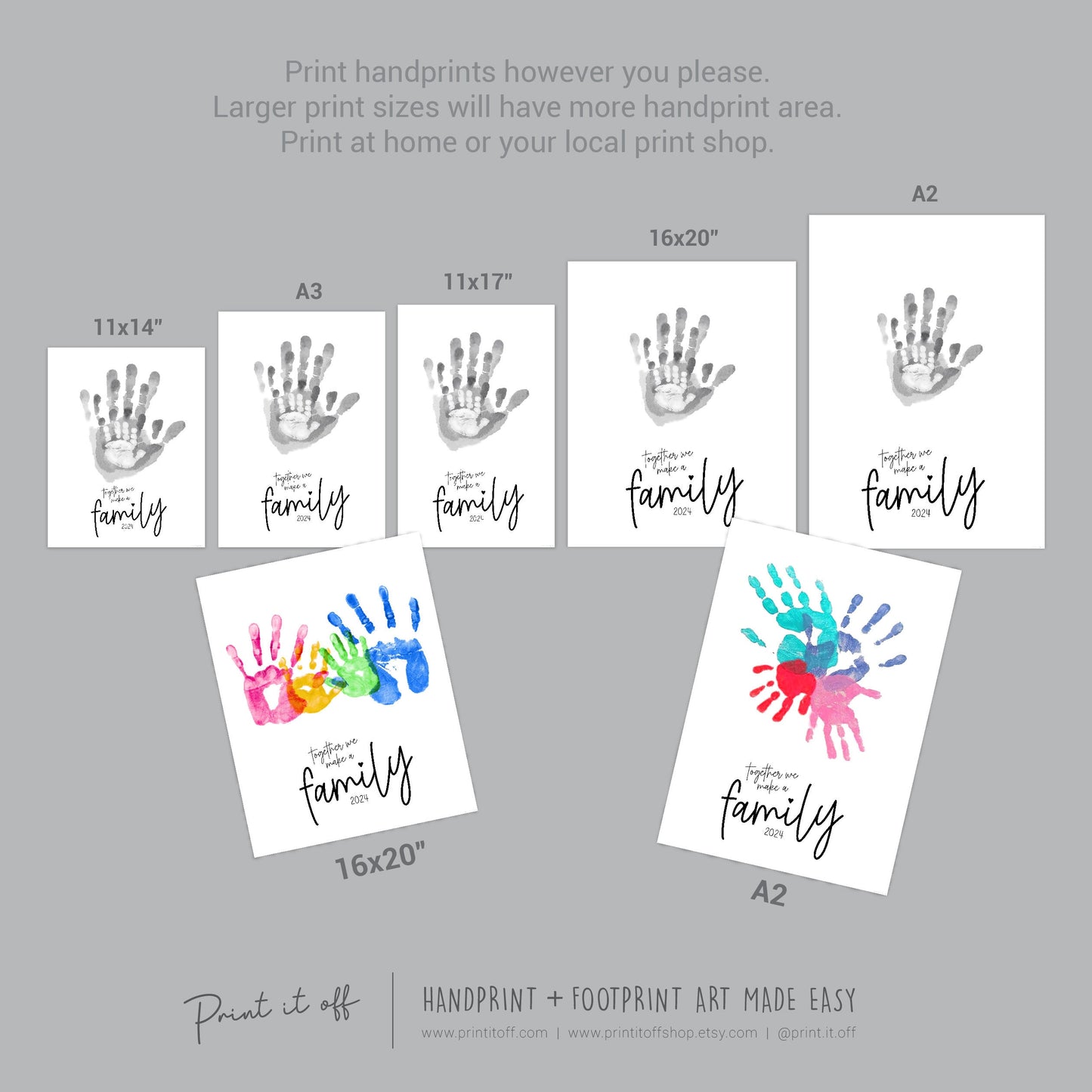 2024 Family / Handprint Footprint Art Craft Memory Decor / Children Siblings Kids Baby Mom Mum Dad / Keepsake DIY Wall / Print It Off