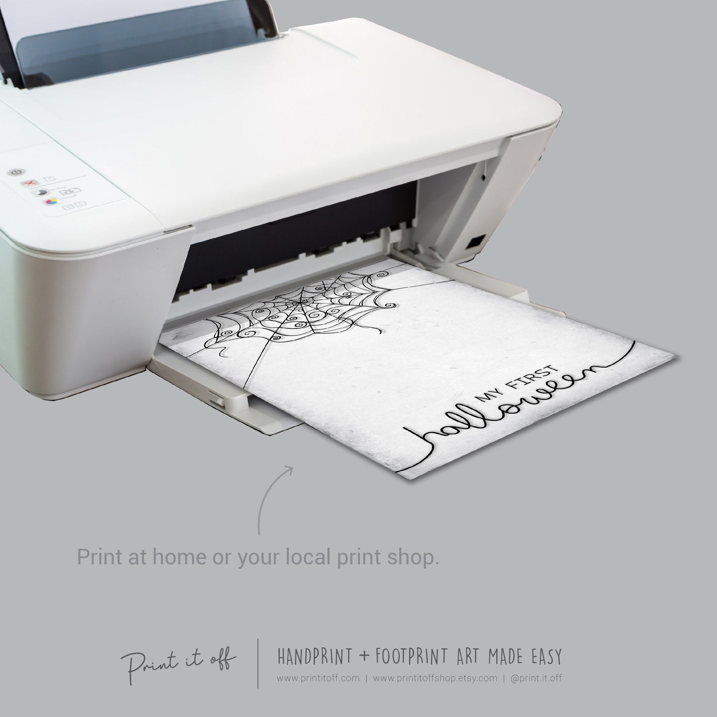 My First 1st Halloween Spider Handprint Hand Art Craft / Baby Card DIY Memory Activity Decoration Keepsake Printable / Print It Off