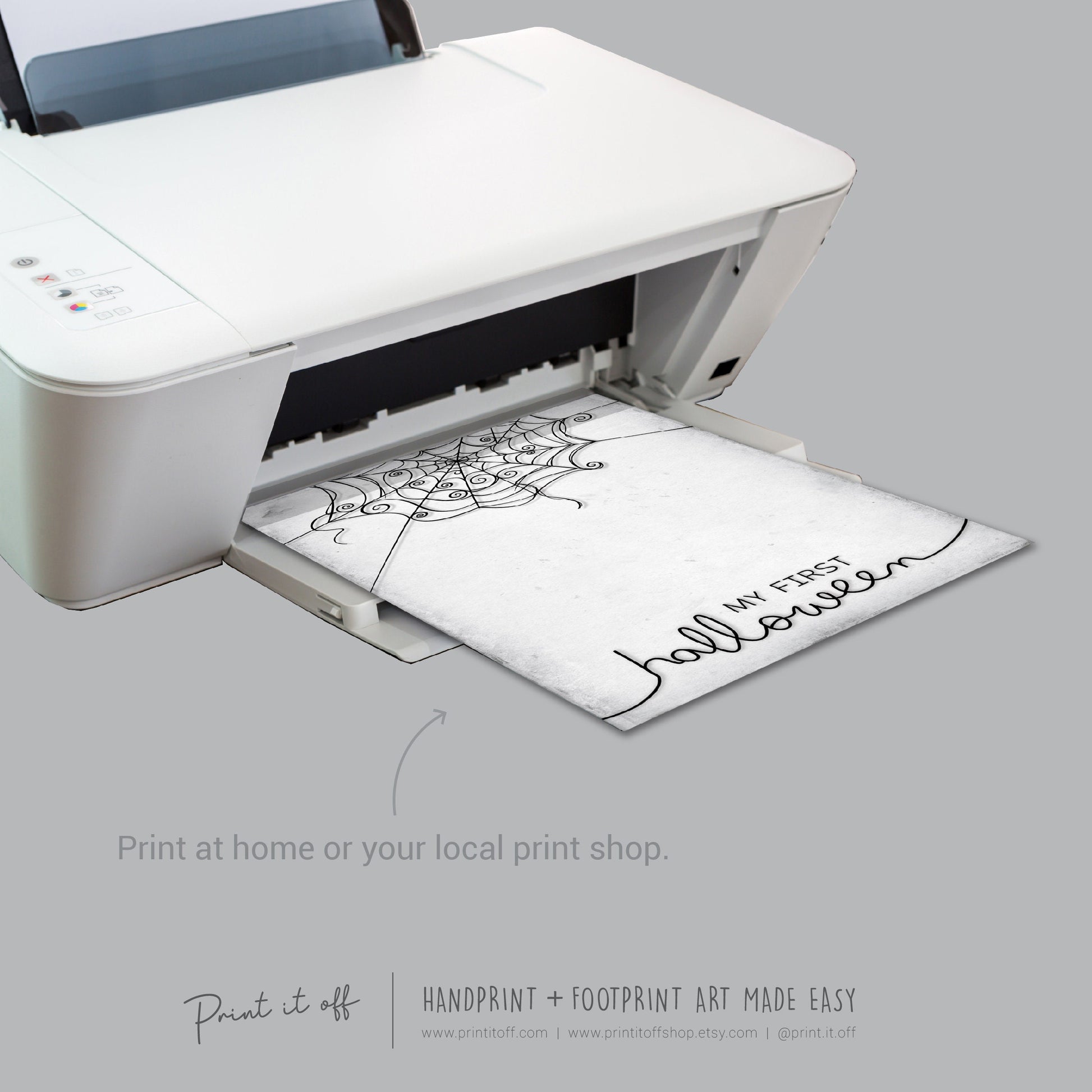 My First 1st Halloween Spider Handprint Hand Art Craft / Baby Card DIY Memory Activity Decoration Keepsake Printable / Print It Off