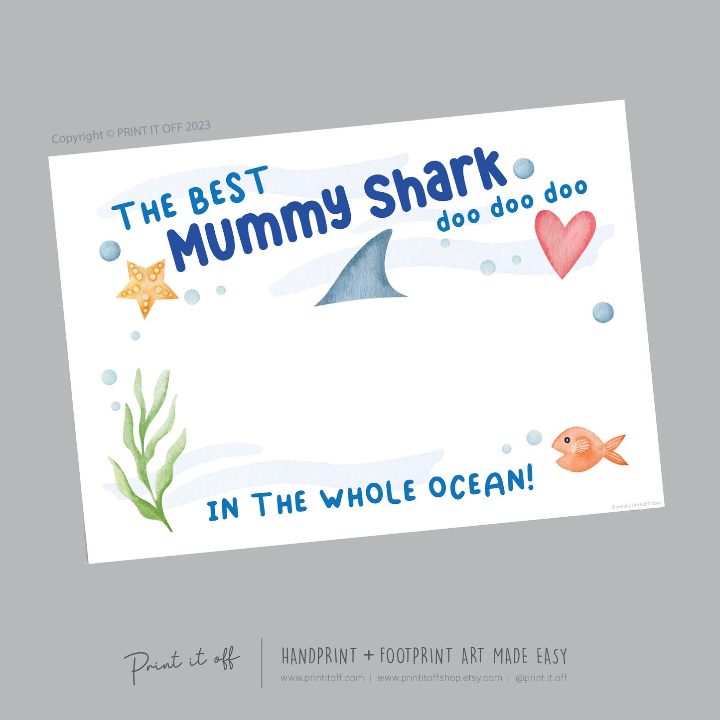 Best Mummy Shark / Footprint Handprint Art Craft Mum Mother's Day Birthday / Kids Baby Toddler / Keepsake Gift Card / PRINT IT OFF