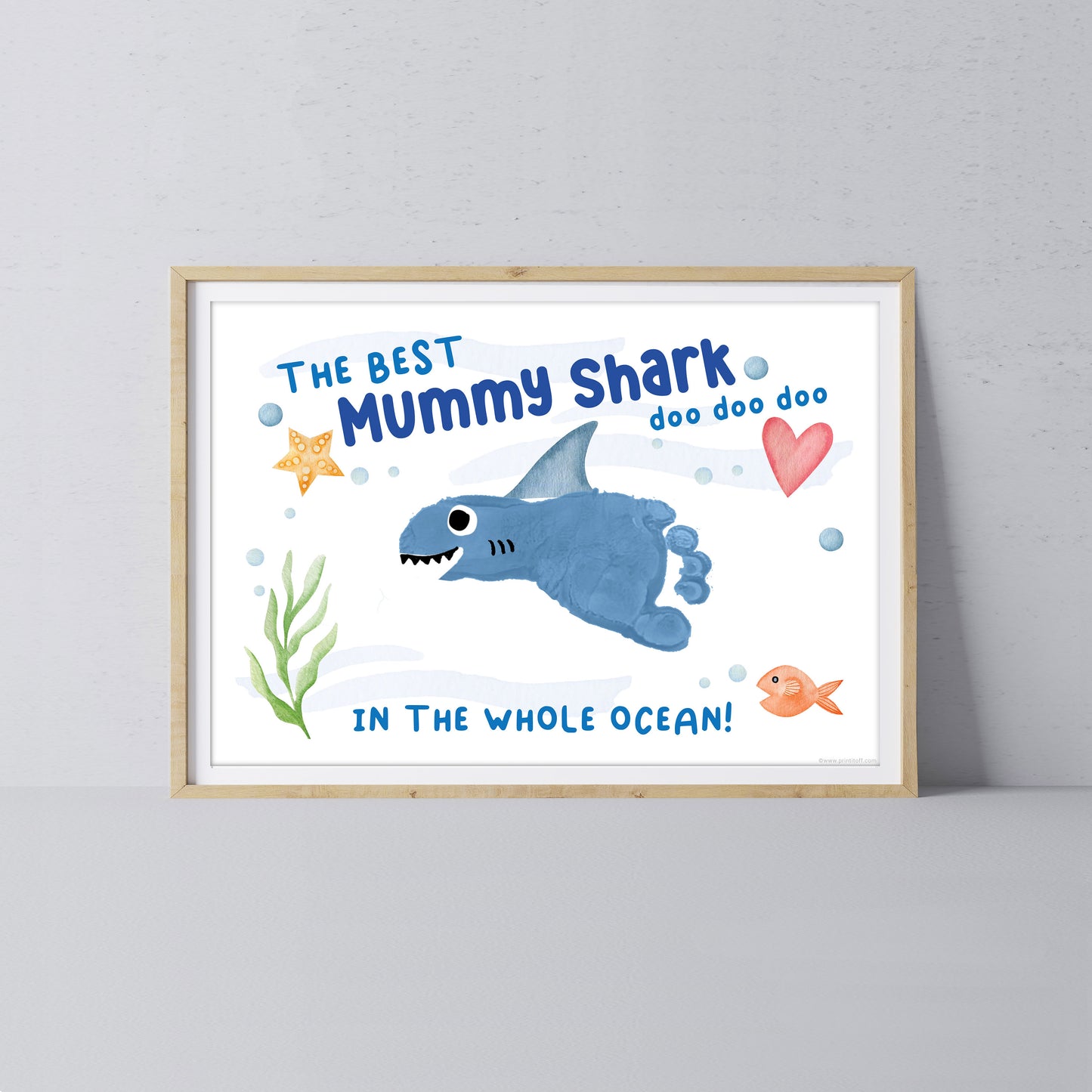 Best Mummy Shark / Footprint Handprint Art Craft Mum Mother's Day Birthday / Kids Baby Toddler / Keepsake Gift Card / PRINT IT OFF