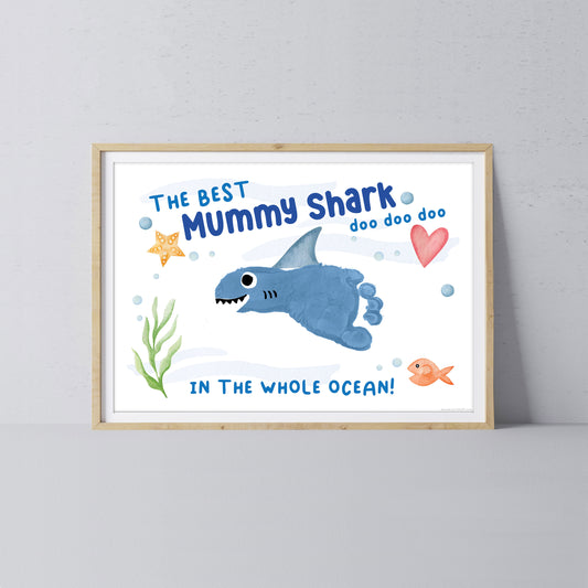 Best Mummy Shark / Footprint Handprint Art Craft Mum Mother's Day Birthday / Kids Baby Toddler / Keepsake Gift Card / PRINT IT OFF