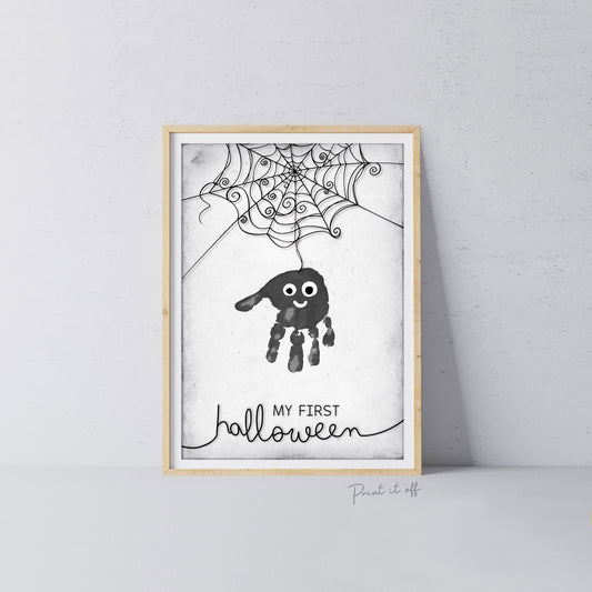 My First 1st Halloween Spider Handprint Hand Art Craft / Baby Card DIY Memory Activity Decoration Keepsake Printable / Print It Off