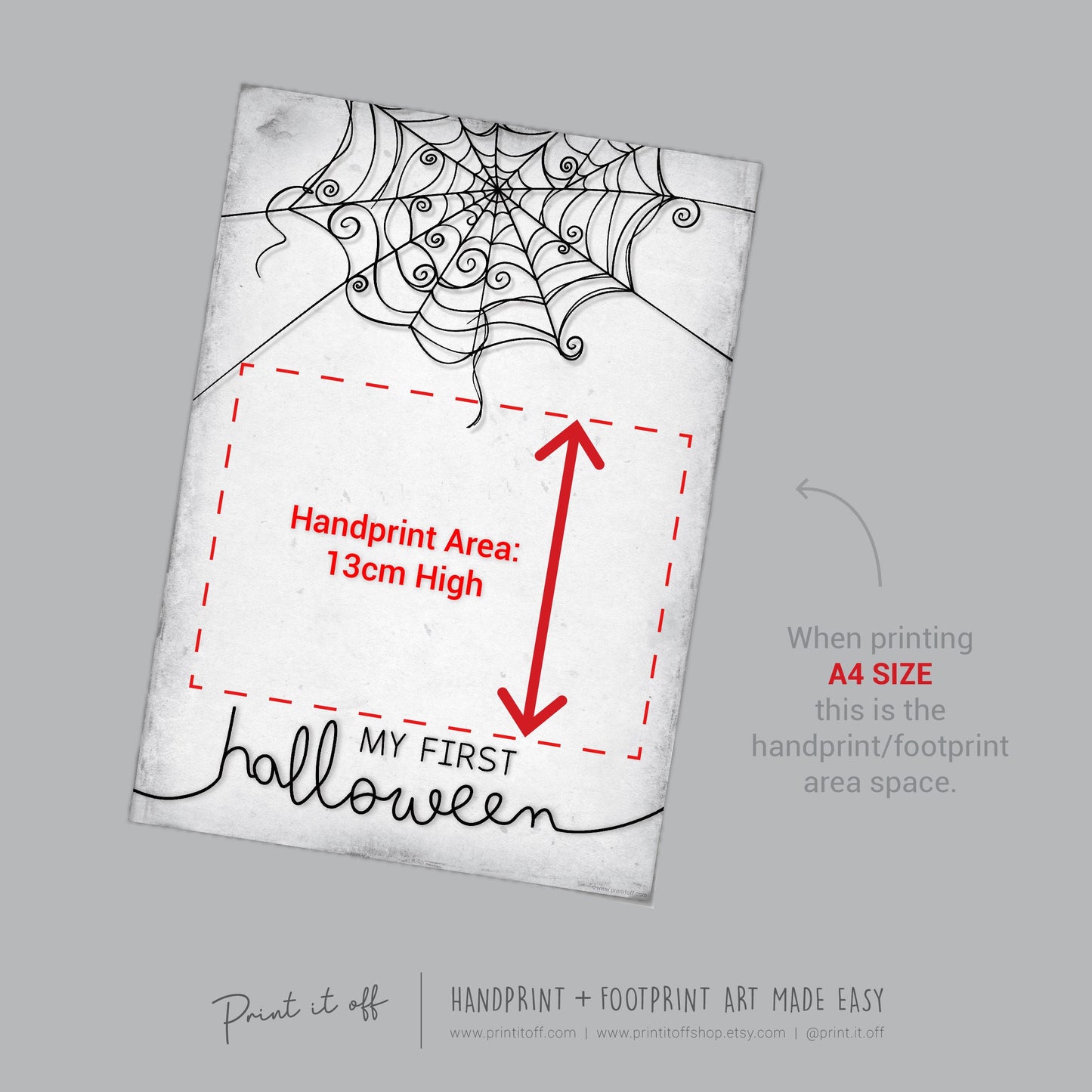 My First 1st Halloween Spider Handprint Hand Art Craft / Baby Card DIY Memory Activity Decoration Keepsake Printable / Print It Off