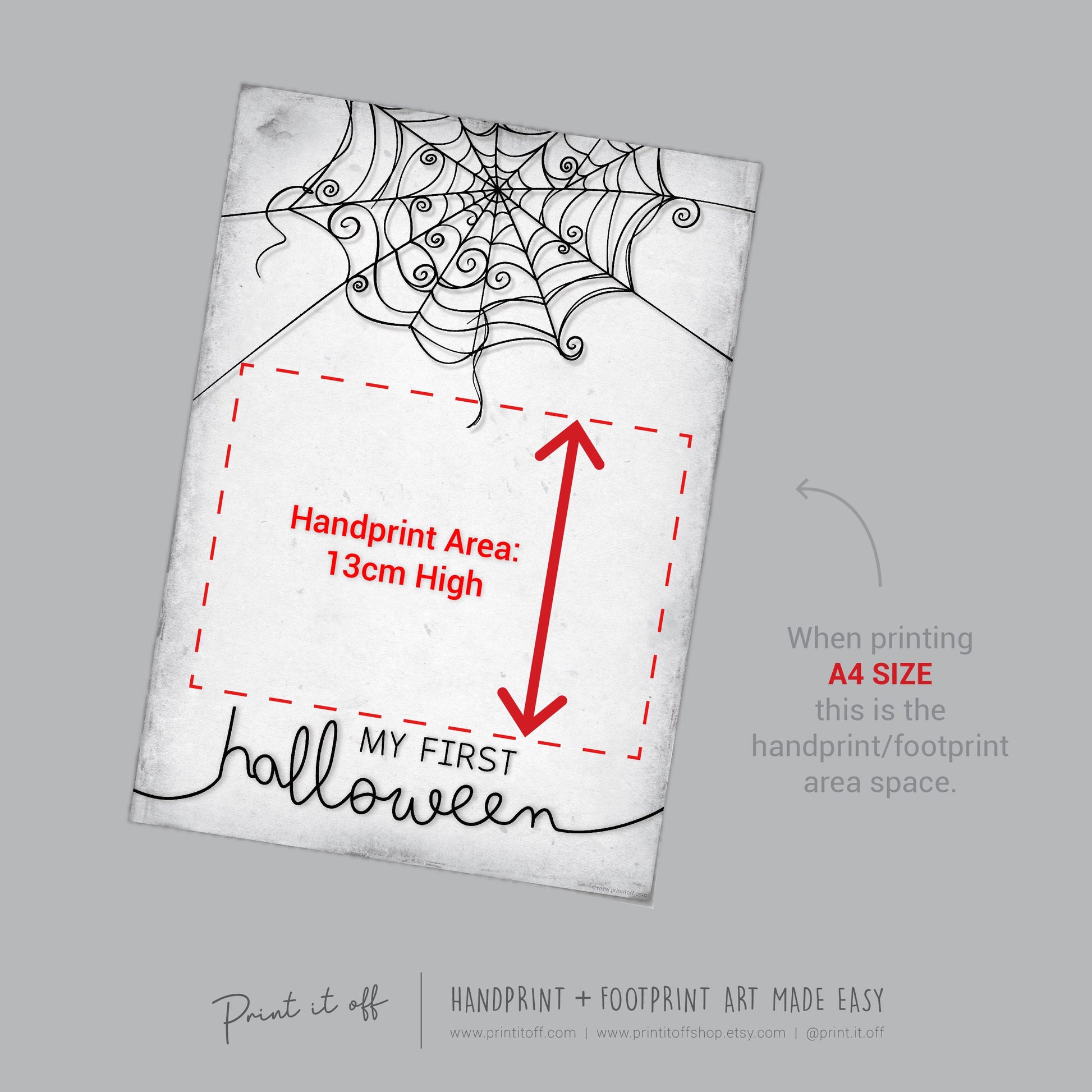 My First 1st Halloween Spider Handprint Hand Art Craft / Baby Card DIY Memory Activity Decoration Keepsake Printable / Print It Off