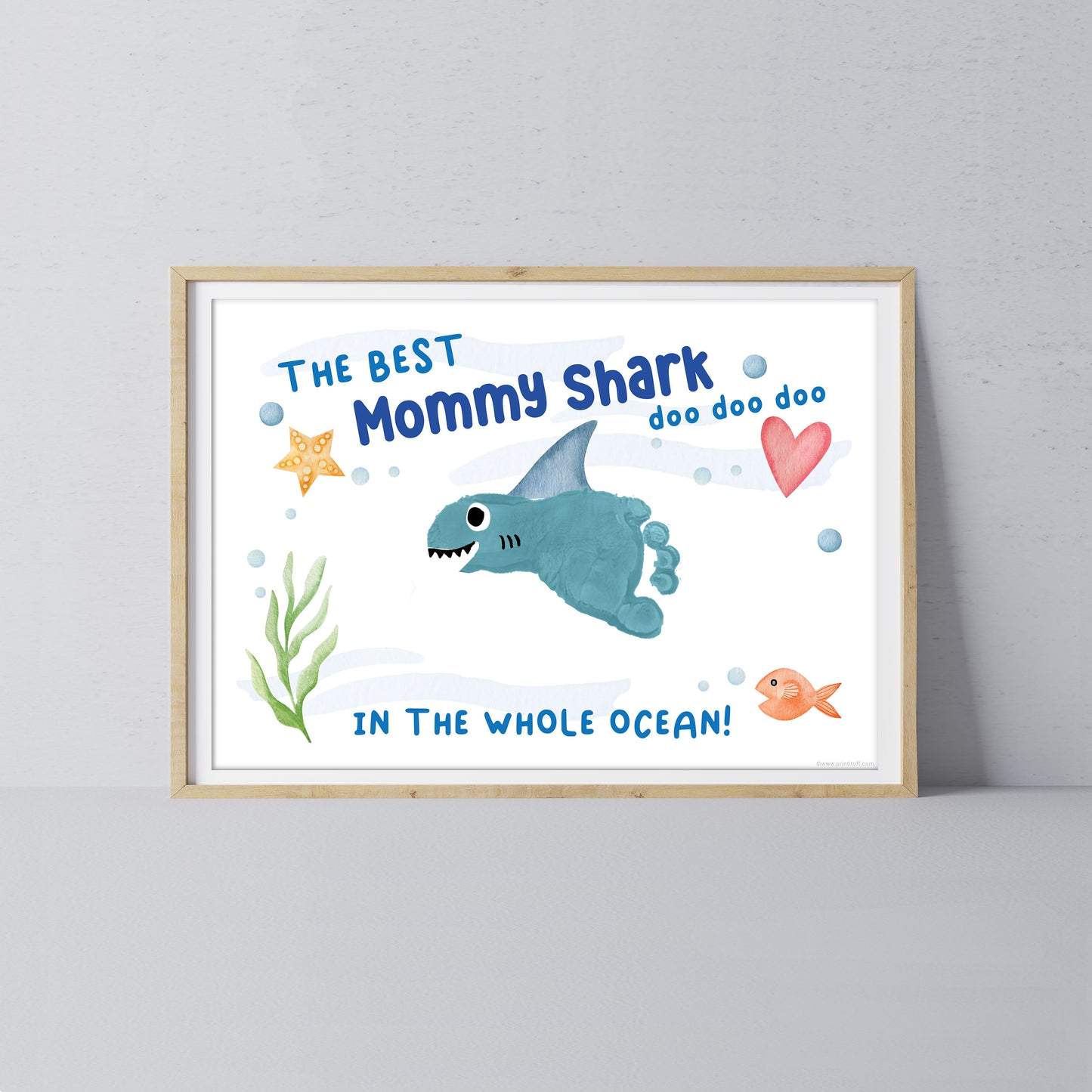 Best Mommy Shark / Footprint Handprint Art Craft Mom Mother's Day Birthday / Kids Baby Toddler / Keepsake Gift Card / PRINT IT OFF