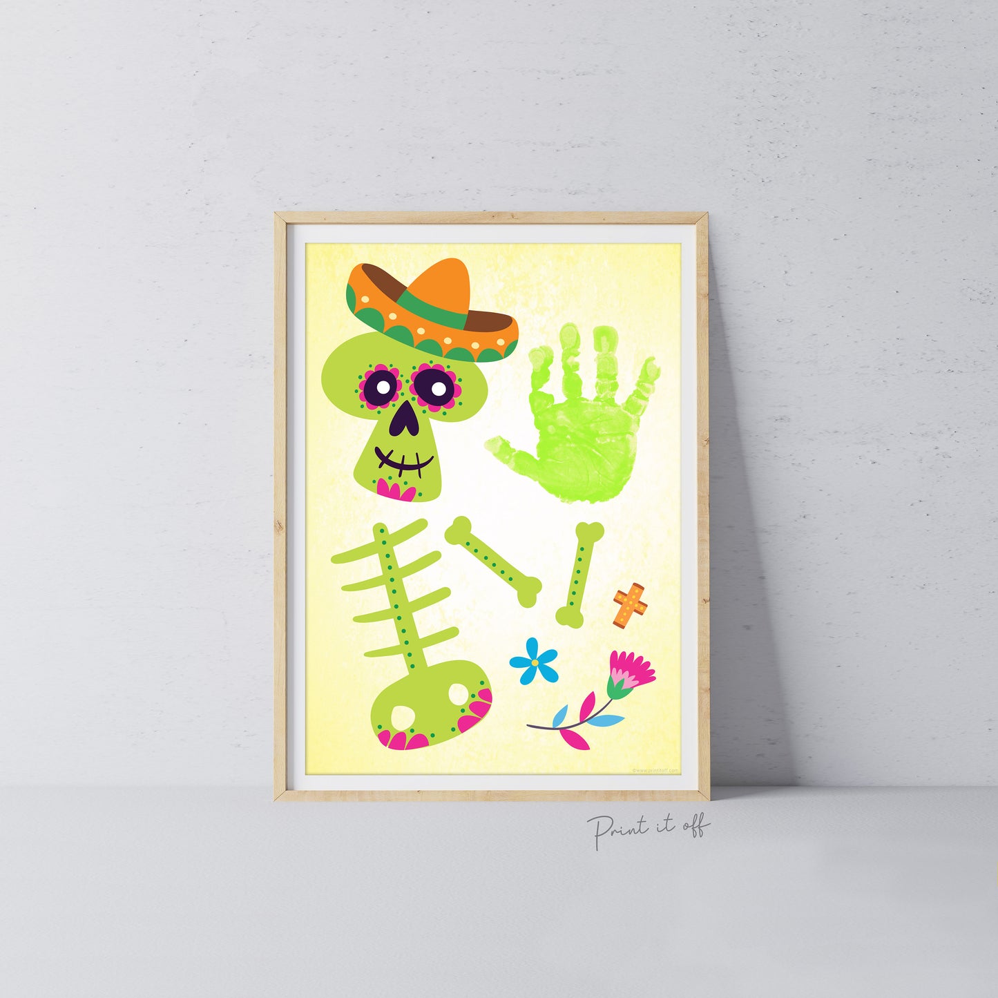 Mexican Sugar Skeleton Día de Los Muertos Day of the Dead / Handprint Hand Halloween Art Craft / Kids Baby Activity / Print It Off