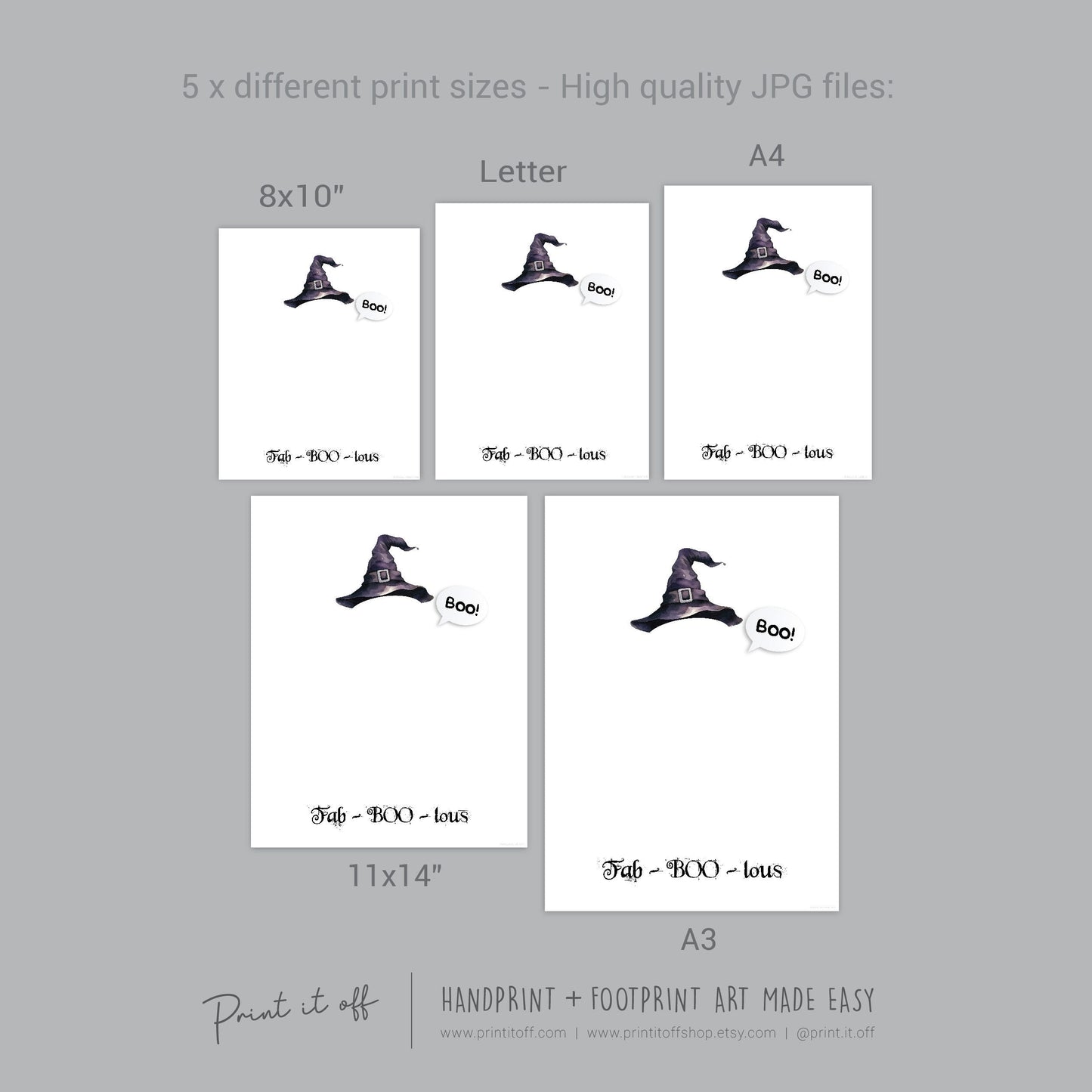 Fab-BOO-Lous Ghost Footprint Handprint Foot Hand Halloween Art Craft / Kids Toddler Baby DIY Memory Activity / Print It Off