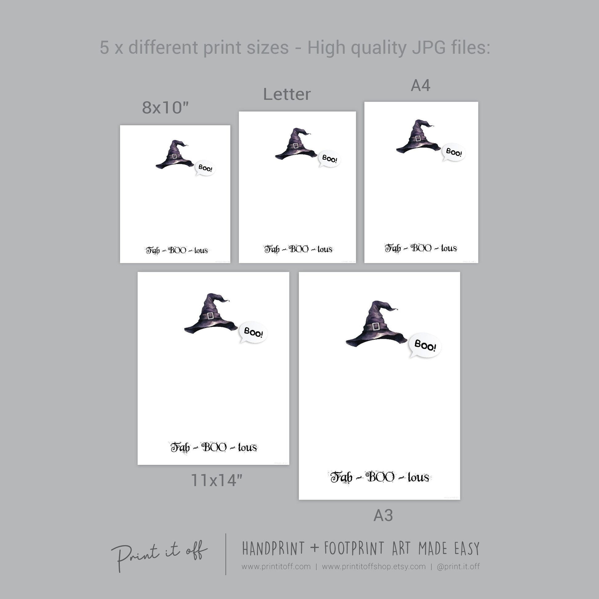 Fab-BOO-Lous Ghost Footprint Handprint Foot Hand Halloween Art Craft / Kids Toddler Baby DIY Memory Activity / Print It Off