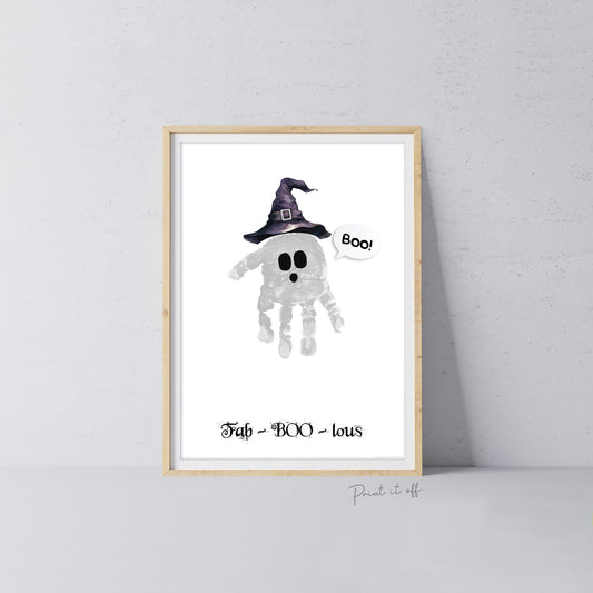 Fab-BOO-Lous Ghost Footprint Handprint Foot Hand Halloween Art Craft / Kids Toddler Baby DIY Memory Activity / Print It Off