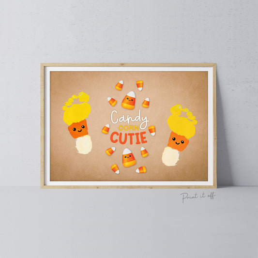 Candy Corn Cutie Footprint Handprint Foot Hand Halloween Art Craft / Kids Toddler Baby DIY Memory Activity / Print It Off