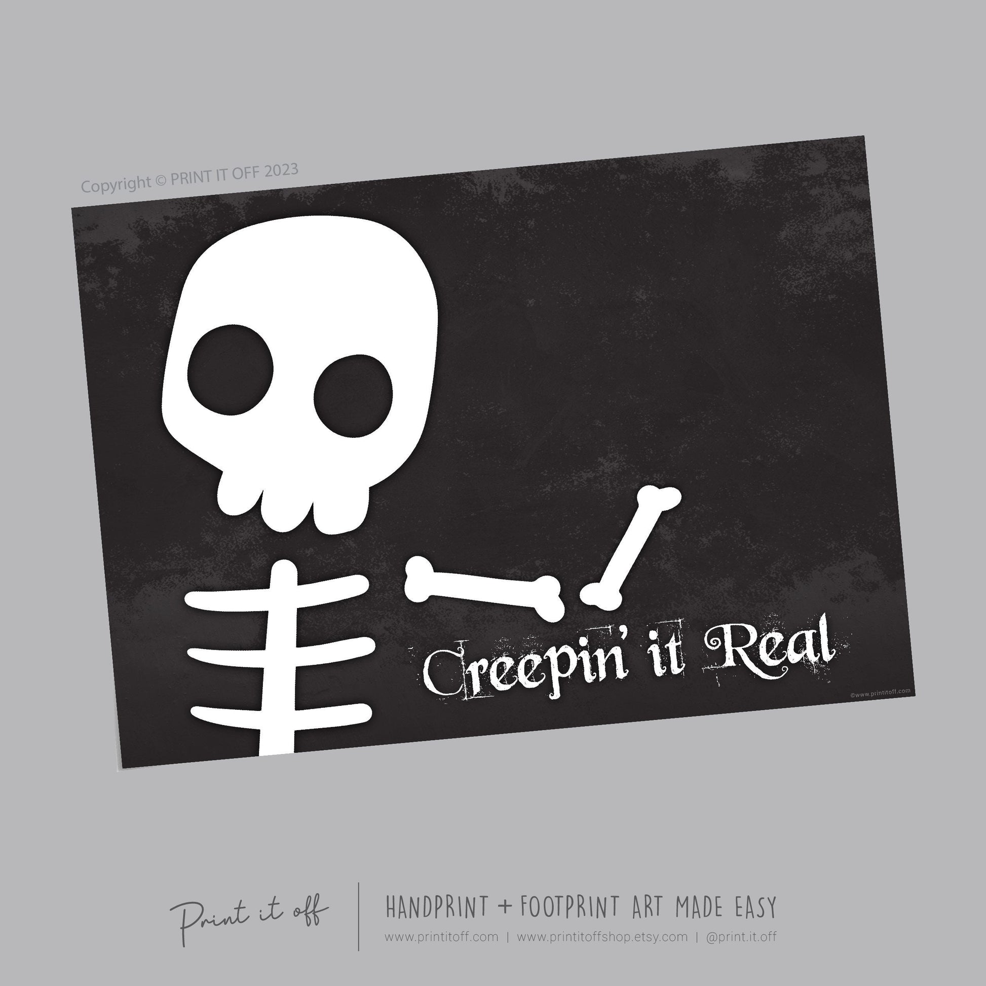 Creepin it Real Skeleton Footprint Handprint Foot Hand Halloween Art Craft / Kids Toddler Baby DIY Memory Activity / Print It Off 0792