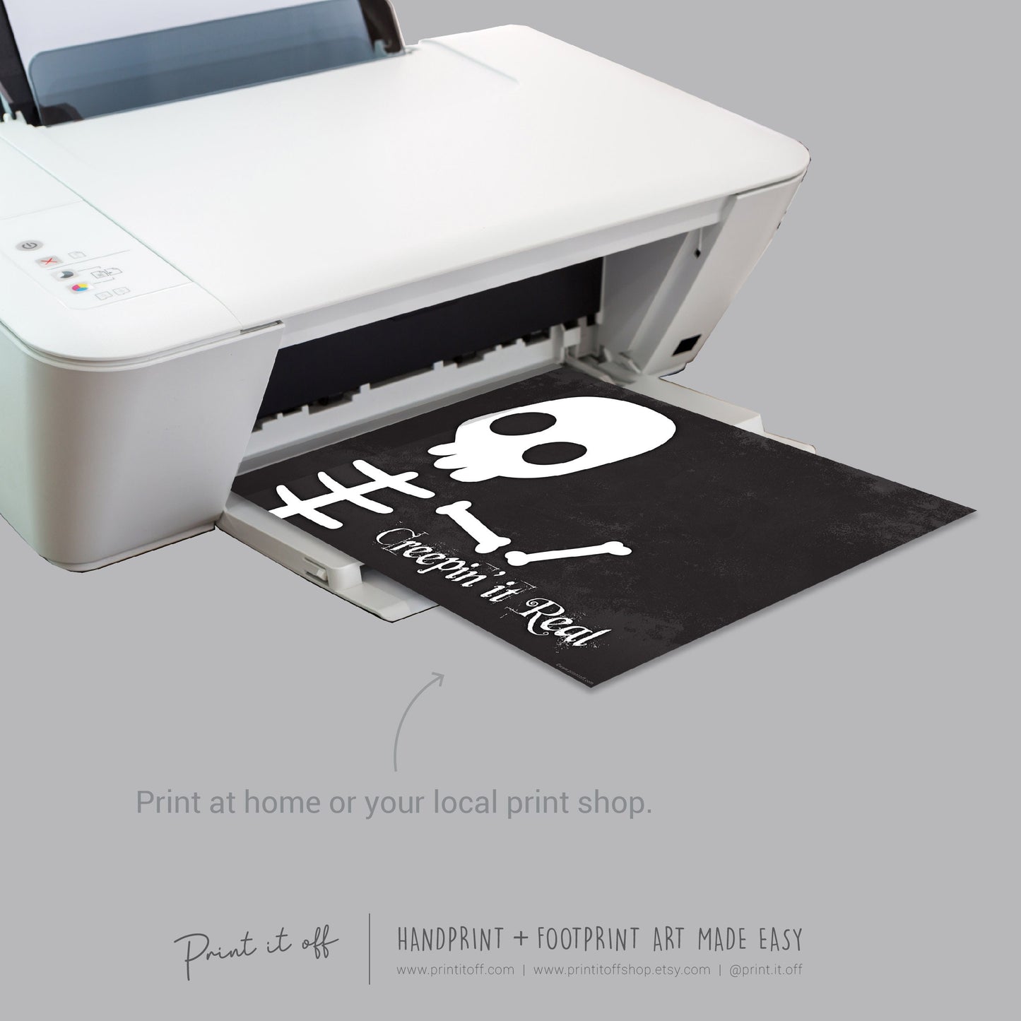 Creepin it Real Skeleton Footprint Handprint Foot Hand Halloween Art Craft / Kids Toddler Baby DIY Memory Activity / Print It Off 0792