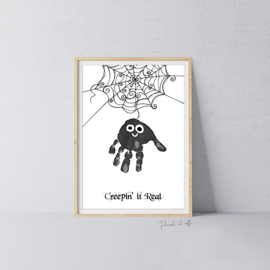 Creepin' it Real Spider Footprint Handprint Foot Hand Halloween Art Craft / Kids Toddler Baby DIY Memory Activity / Print It Off